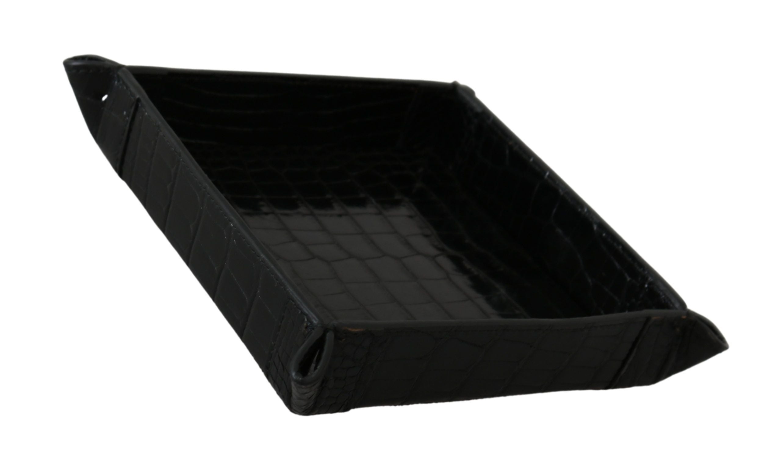 Dolce & Gabbana Black Elegant Exotic Skin Entry Tray Glam Steals