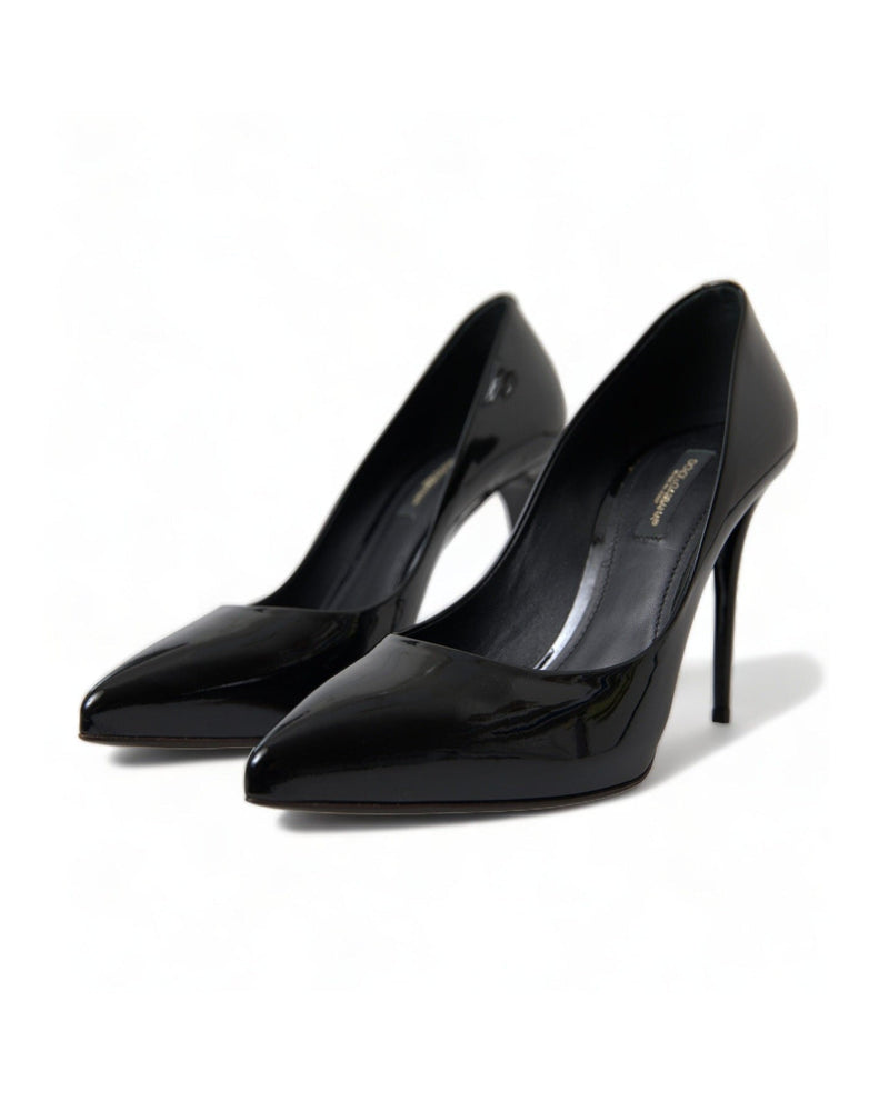 Dolce & Gabbana Elegant Patent Stiletto Black Heels Glam Steals