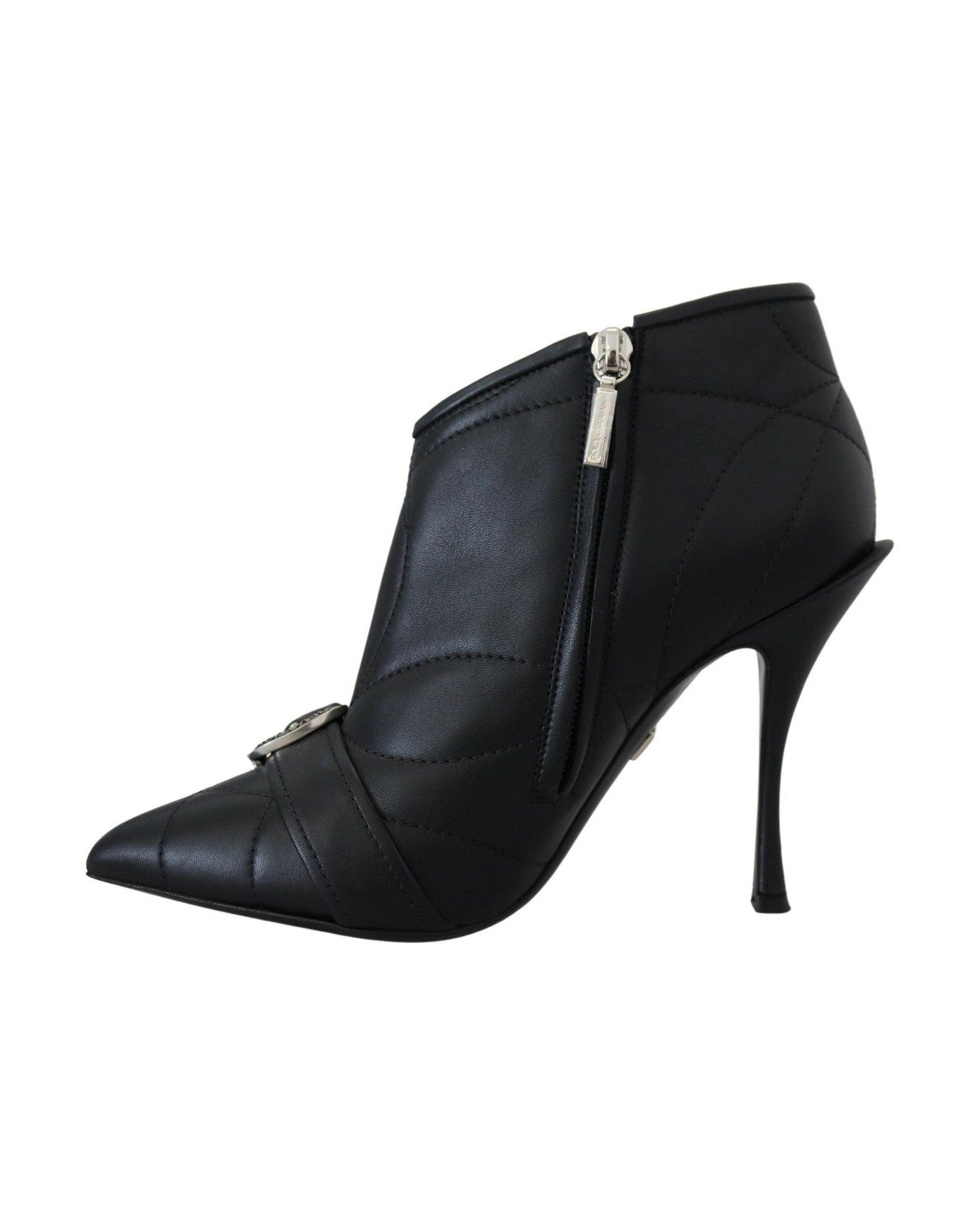 Dolce & Gabbana Black Elegant Quilted Leather Booties Boots