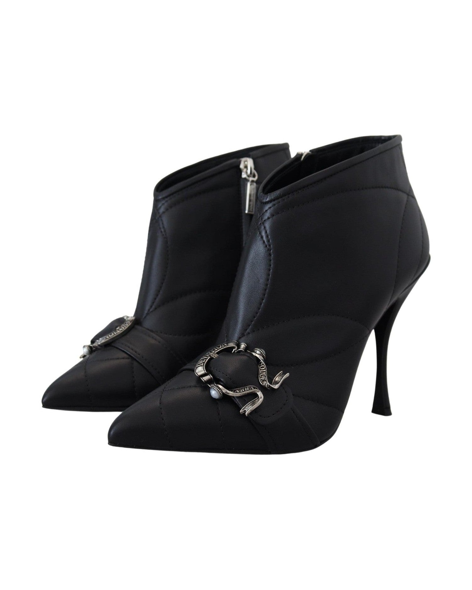 Dolce & Gabbana Black Elegant Quilted Leather Booties Boots