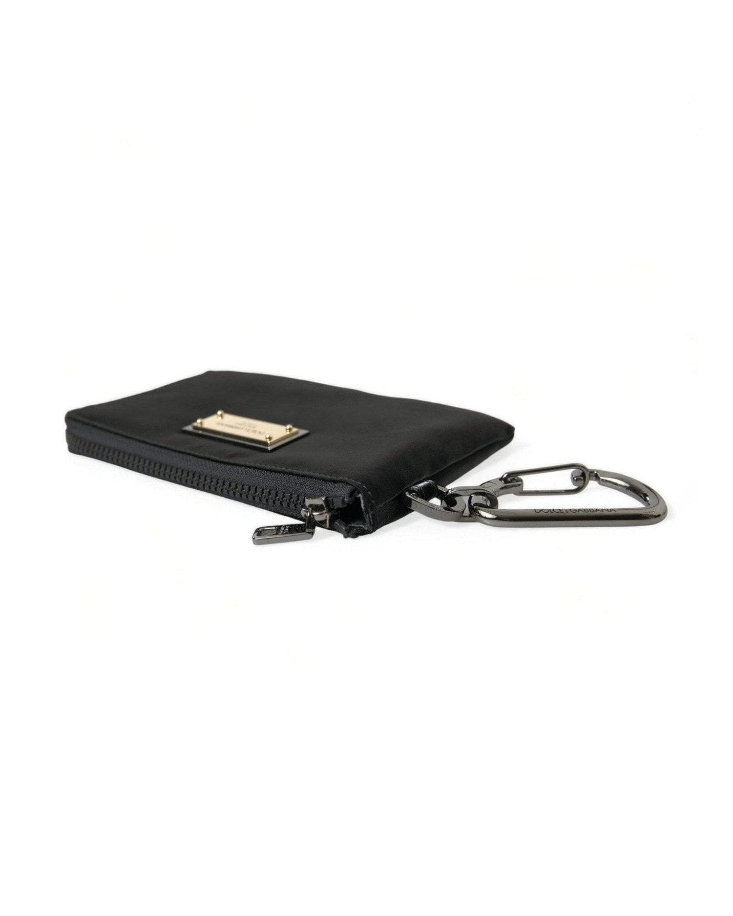 Dolce & Gabbana Elite Nylon & Leather Pouch With Logo Black Detail Glam Steals