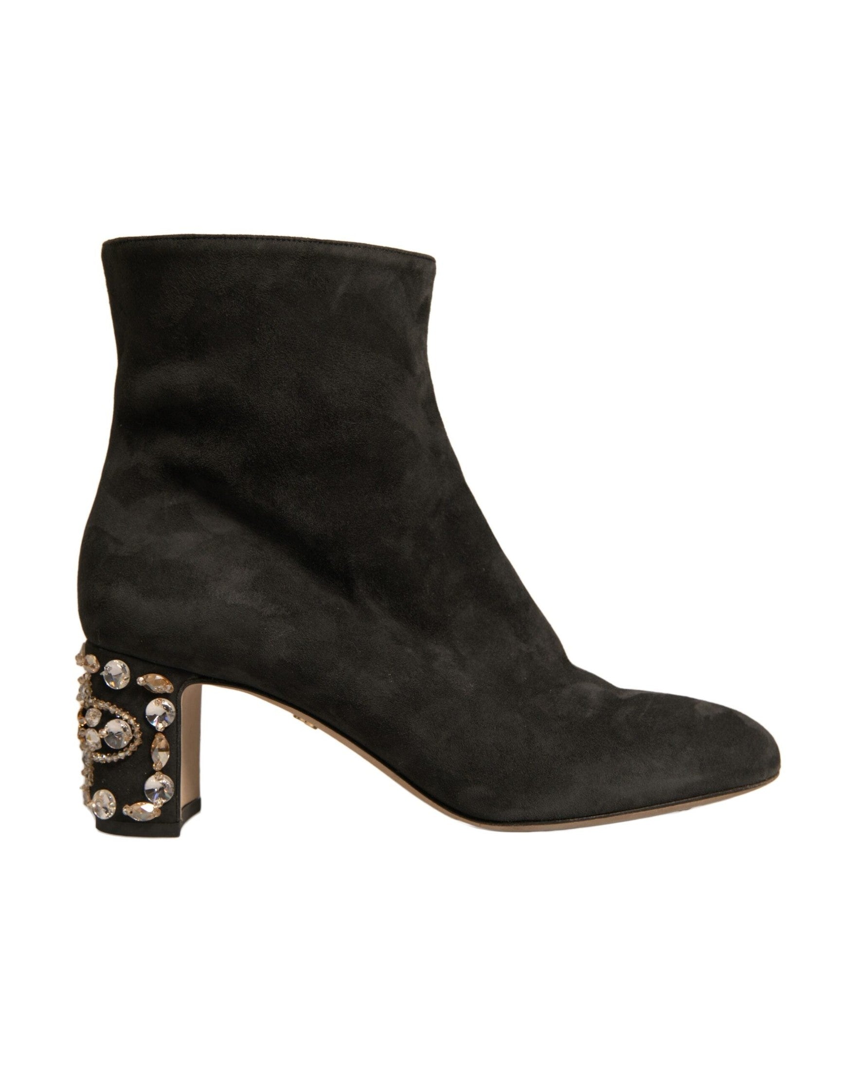 Dolce & Gabbana Black Embellished Heel Ankle Boots Shoes Glam Steals