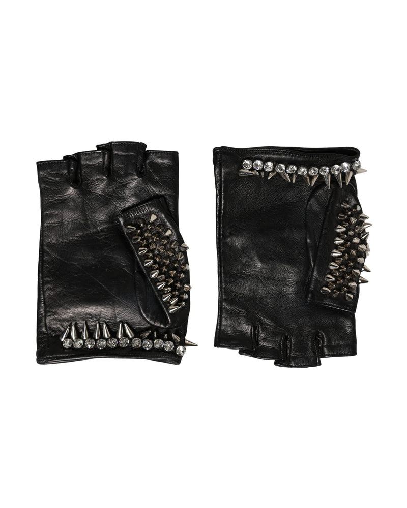 Dolce & Gabbana Black Embellished Wrist Length Mitten Gloves 
