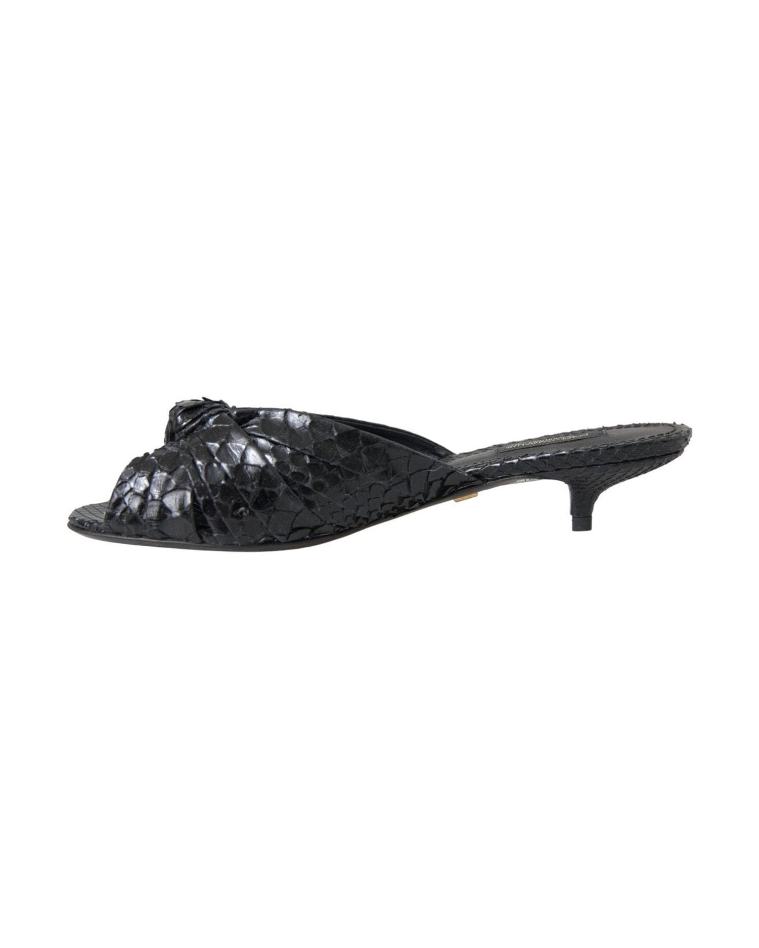 Dolce & Gabbana Black Exotic Leather Heels Slides Shoes Glam Steals