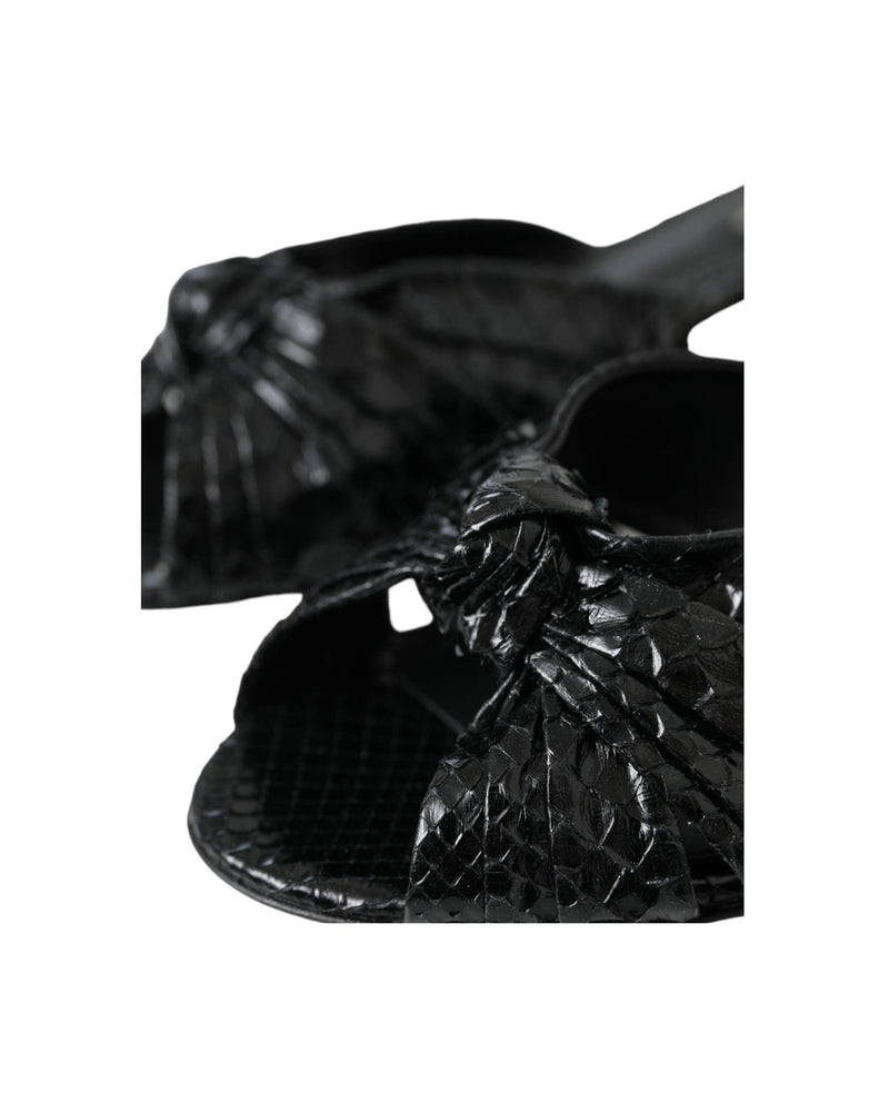 Dolce & Gabbana Black Exotic Leather Heels Slides Shoes Glam Steals