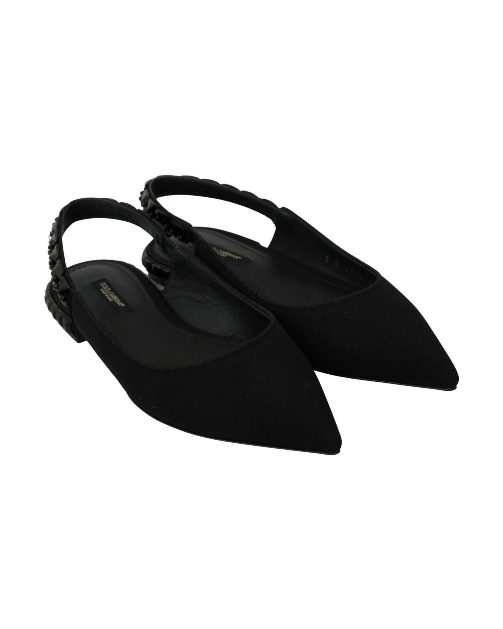 Dolce & Gabbana Black Flats Slingback Charmeuse Shoes Glam Steals