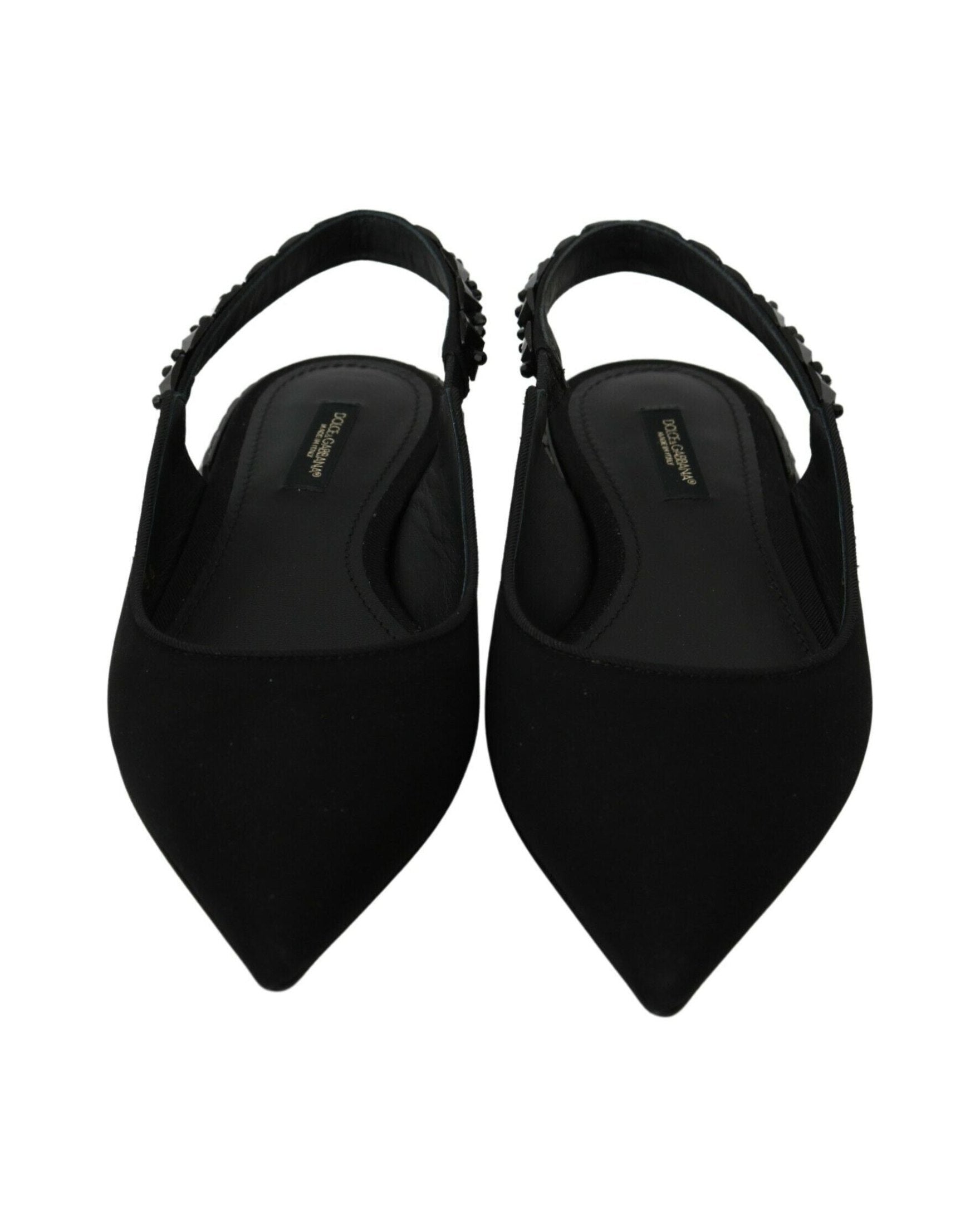 Dolce & Gabbana Black Flats Slingback Charmeuse Shoes Glam Steals