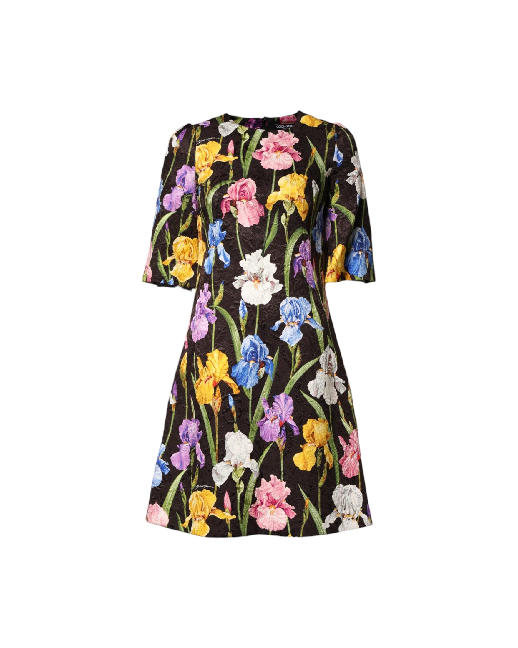 Dolce & Gabbana Black Floral Brocade A Line Mini Dress Glam Steals