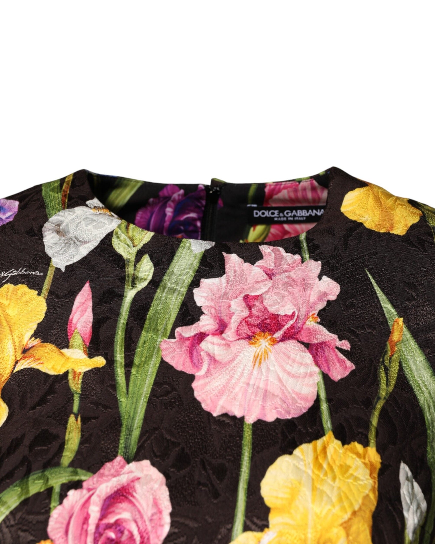 Dolce & Gabbana Black Floral Brocade A Line Mini Dress Glam Steals