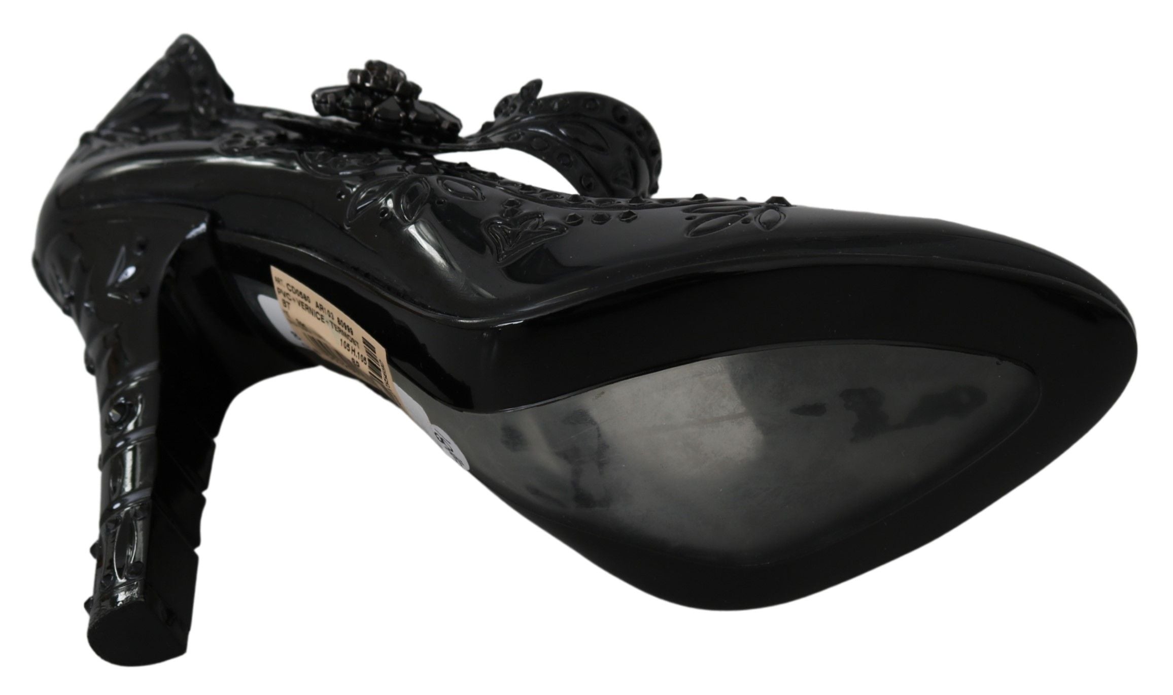 Dolce & Gabbana Black Floral Crystal Cinderella Heels Glam Steals
