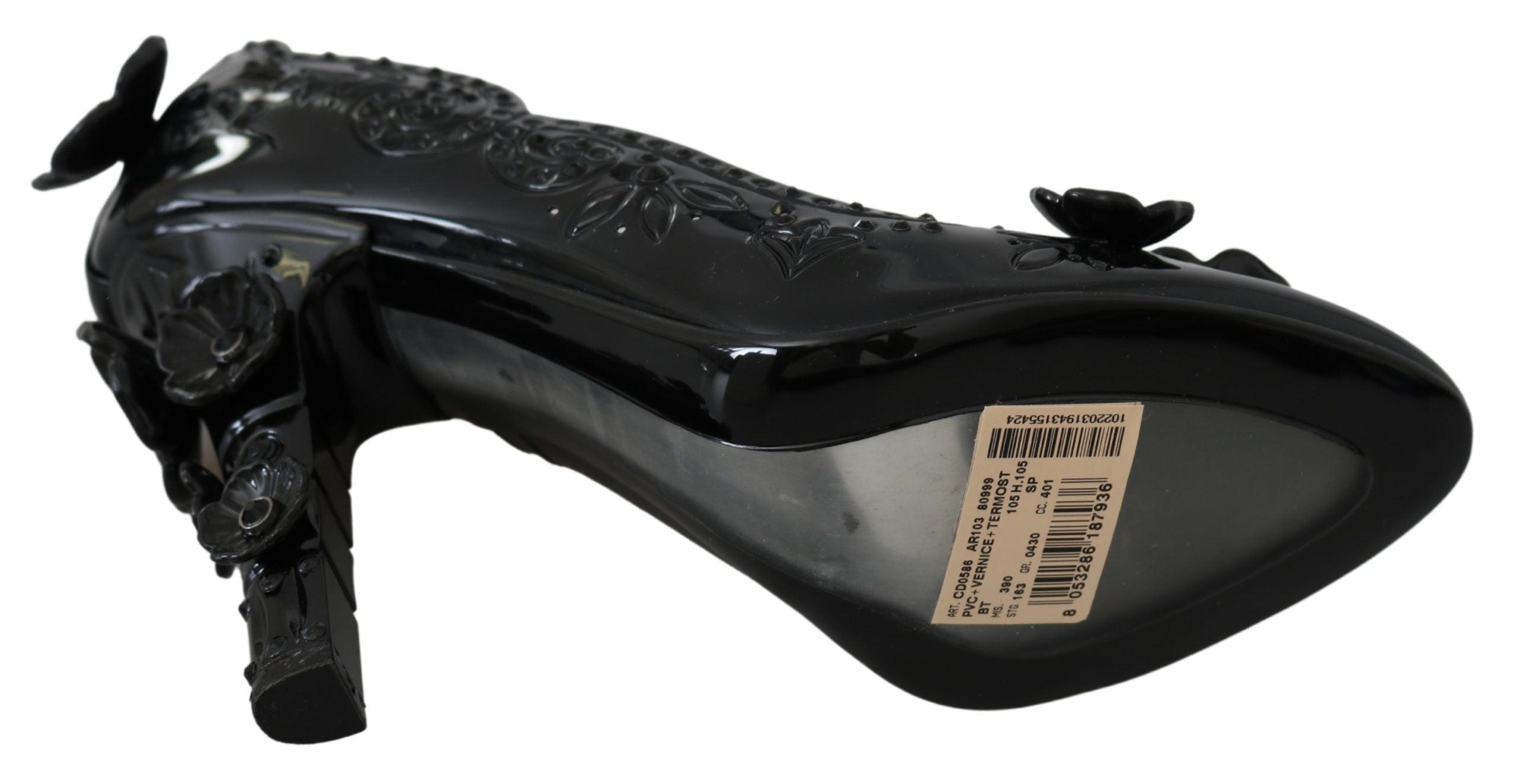 Dolce & Gabbana Black Floral Crystal Cinderella Heels Glam Steals