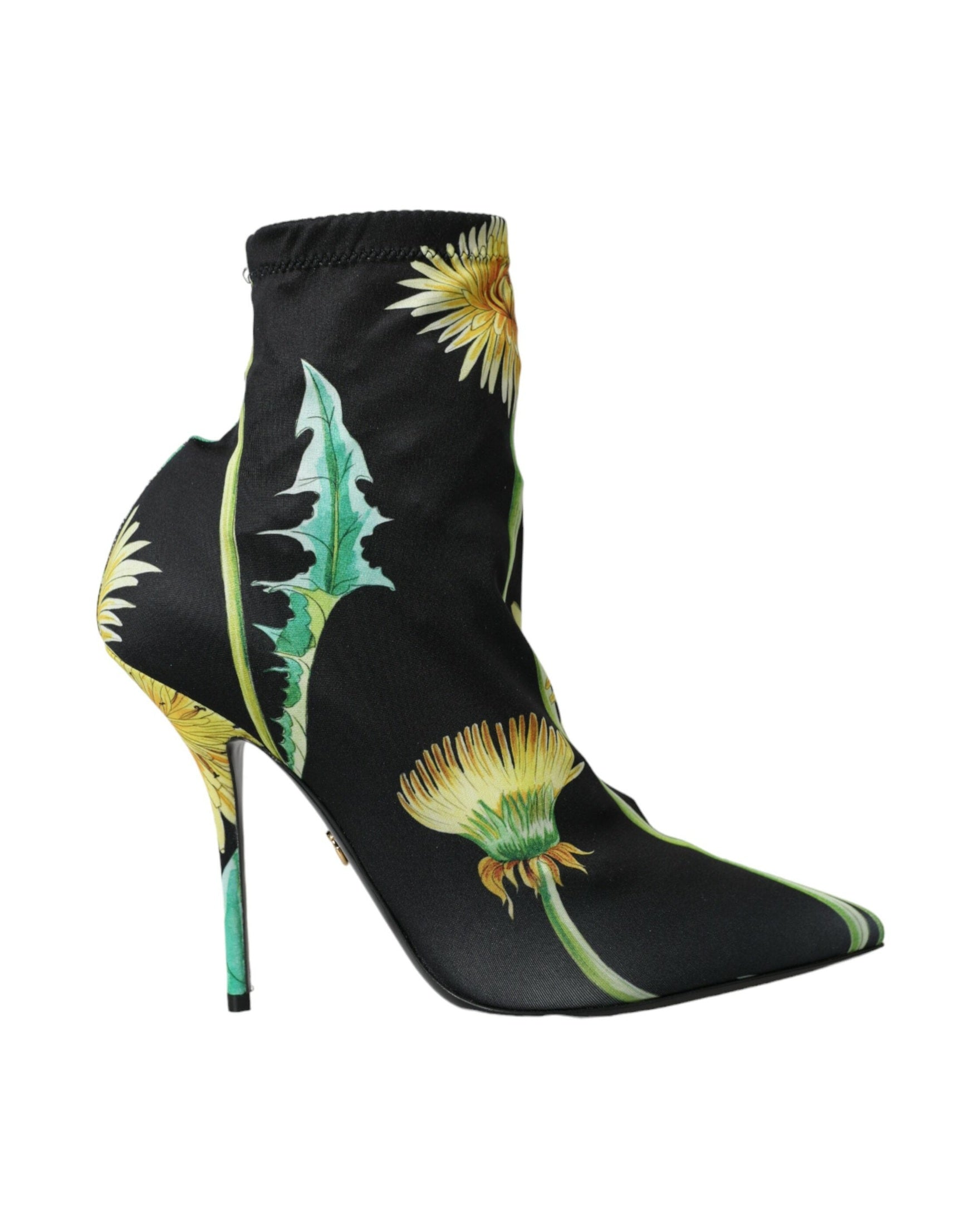 Dolce & Gabbana Black Floral Jersey Stretch Ankle Boots Shoes Glam Steals