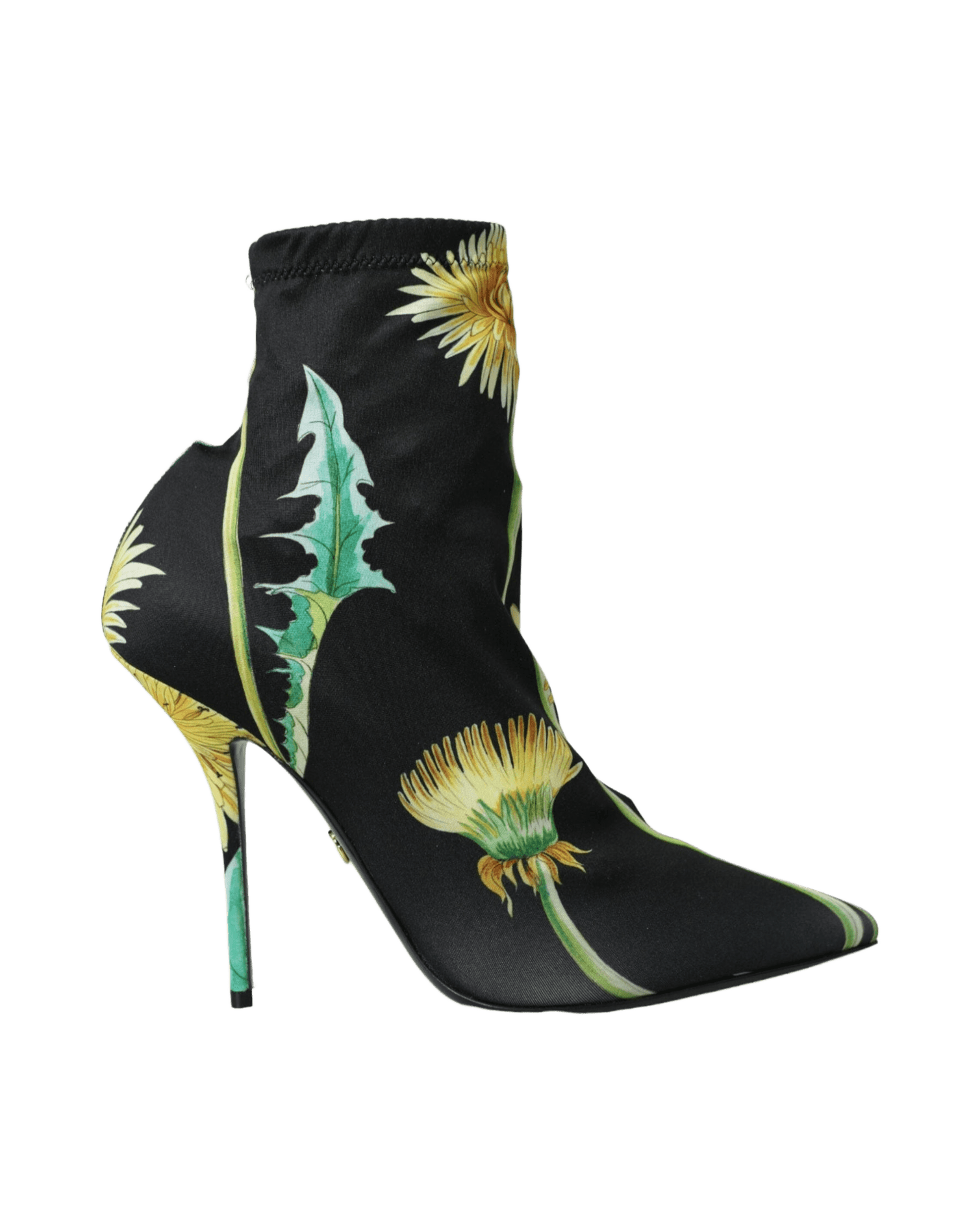 Dolce & Gabbana Black Floral Jersey Stretch Ankle Boots Shoes Boots