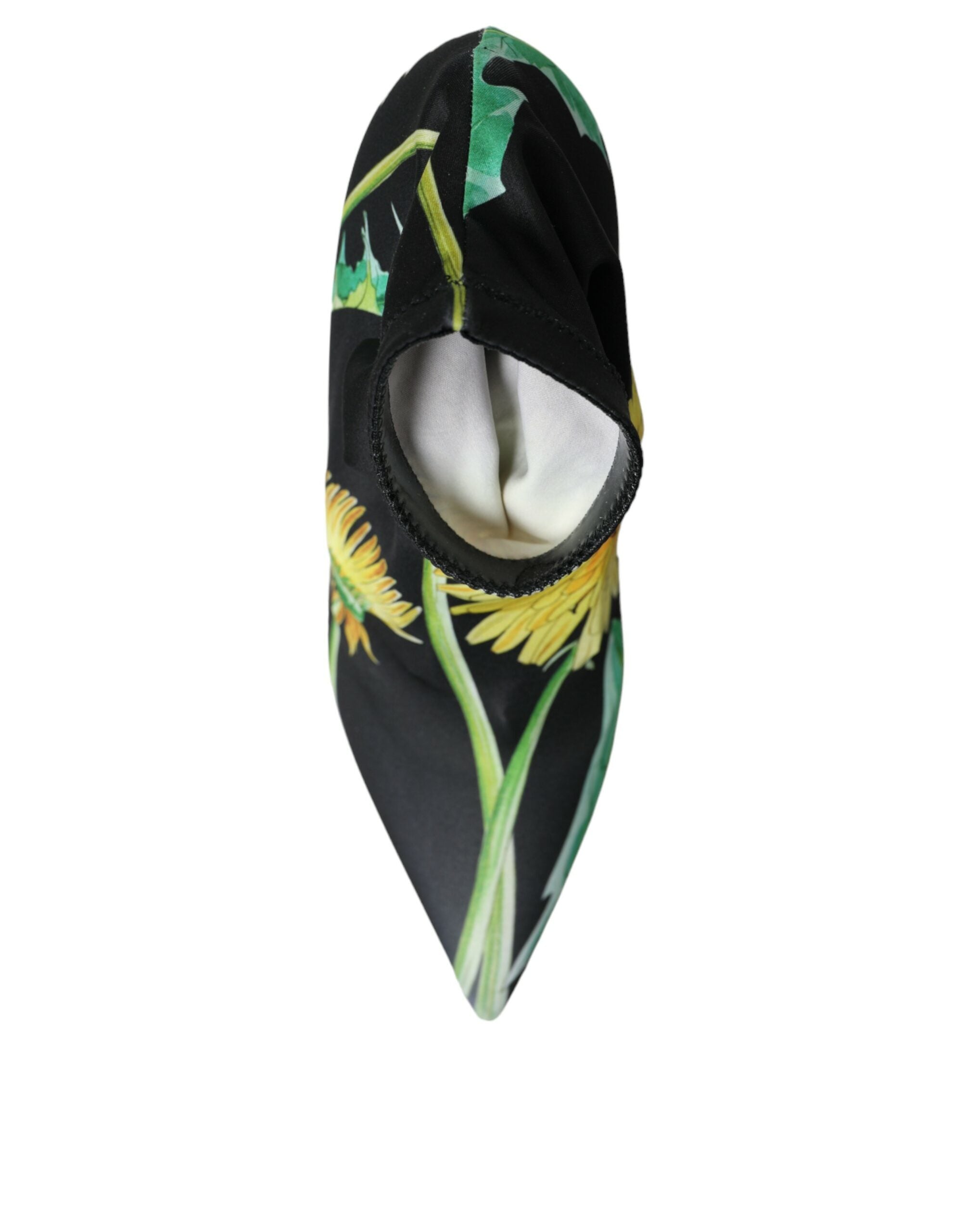 Dolce & Gabbana Black Floral Jersey Stretch Ankle Boots Shoes Glam Steals
