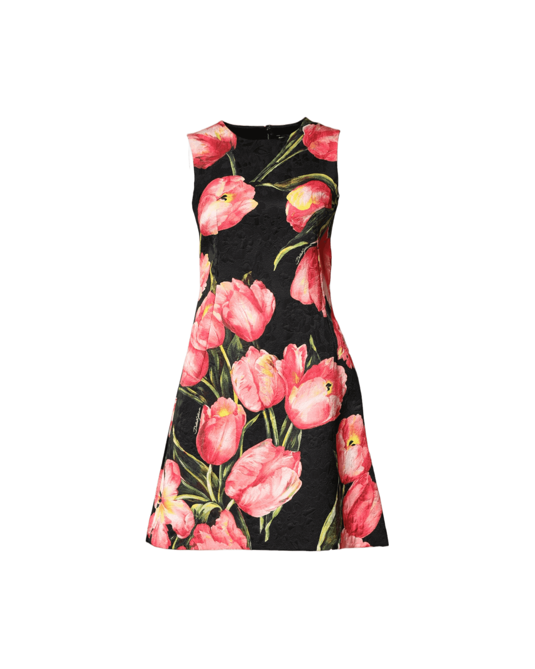 Dolce & Gabbana Black Floral Print Viscose A Line Mini Dress Glam Steals