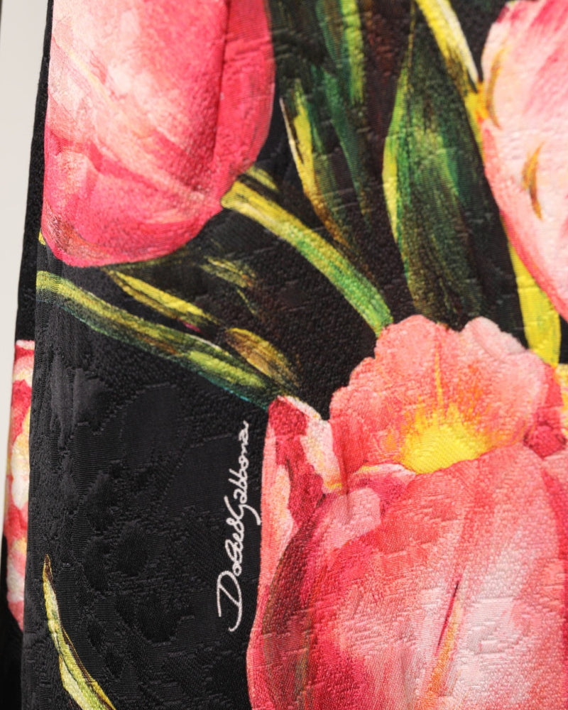 Dolce & Gabbana Black Floral Print Viscose A Line Mini Dress Glam Steals