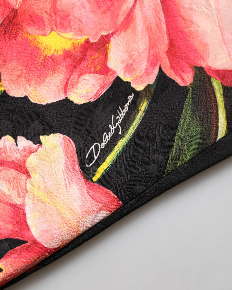 Dolce & Gabbana Black Floral Print Viscose A Line Mini Dress Glam Steals