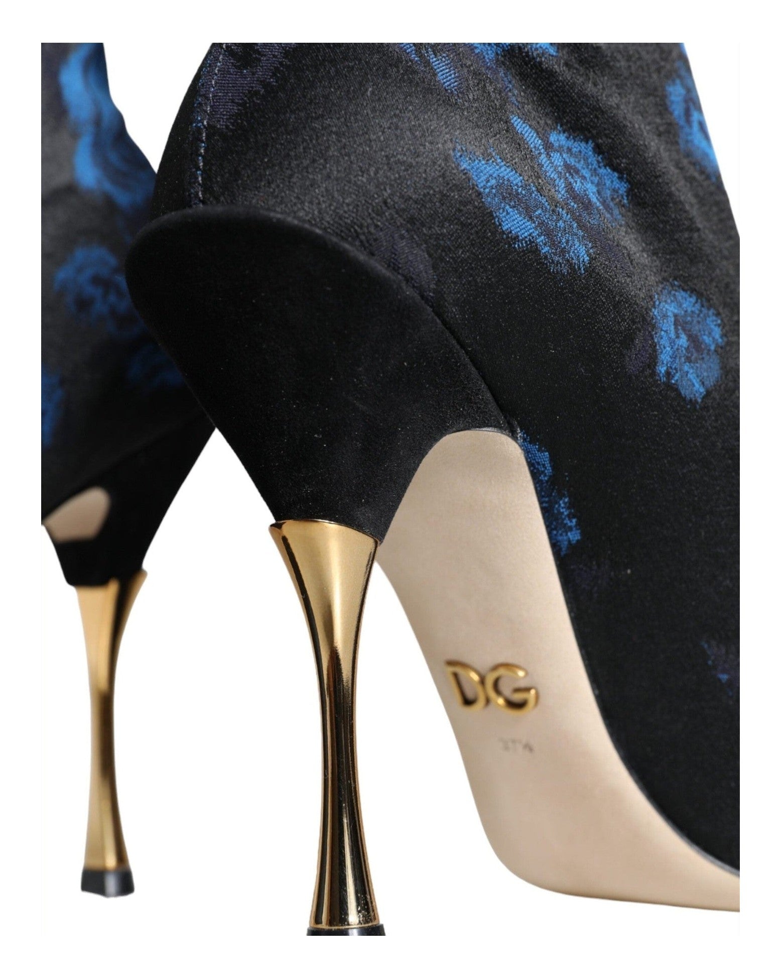 Dolce & Gabbana Black Floral Stretch Mid Calf Boots Shoes Glam Steals