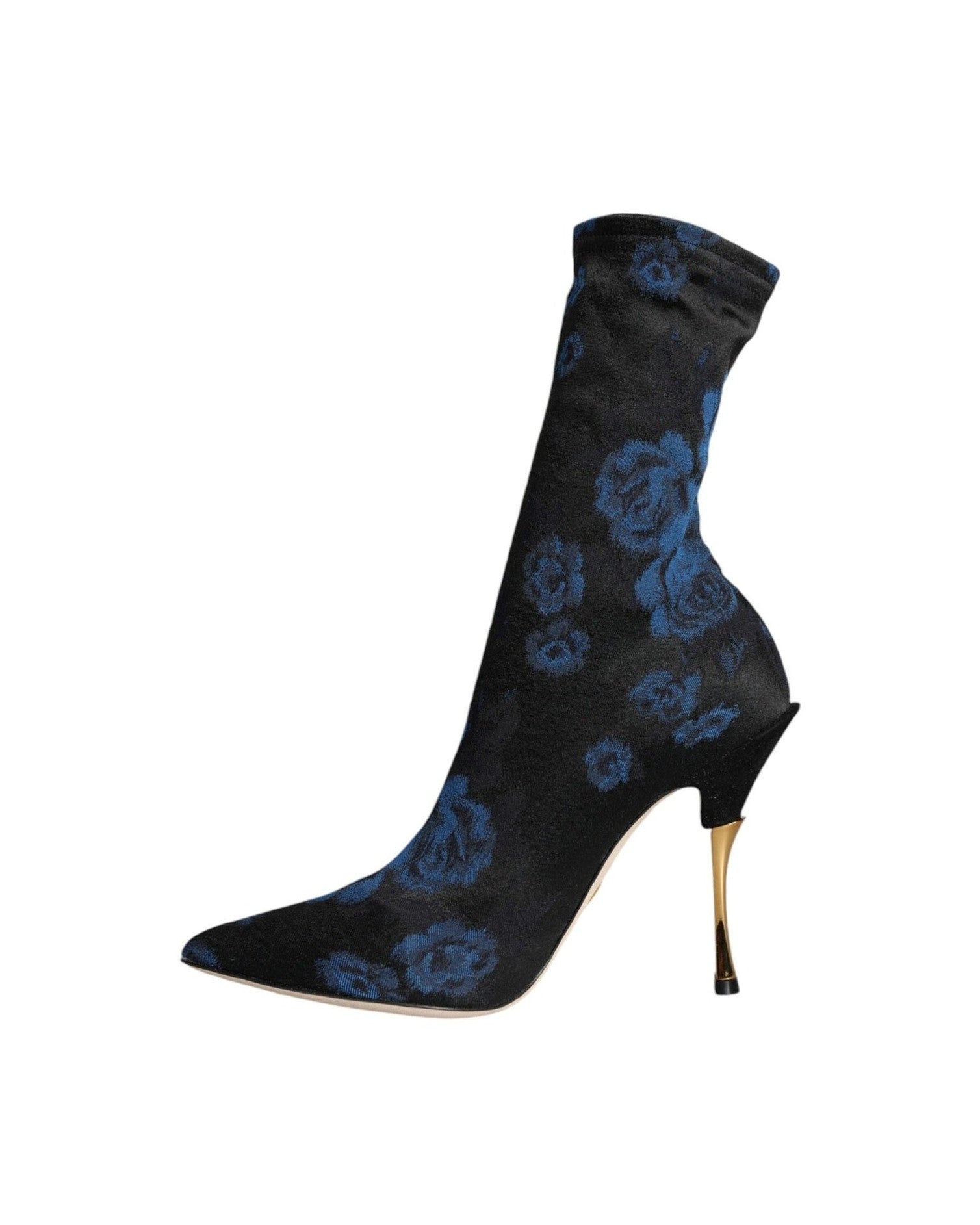 Dolce & Gabbana Black Floral Stretch Mid Calf Boots Shoes Glam Steals