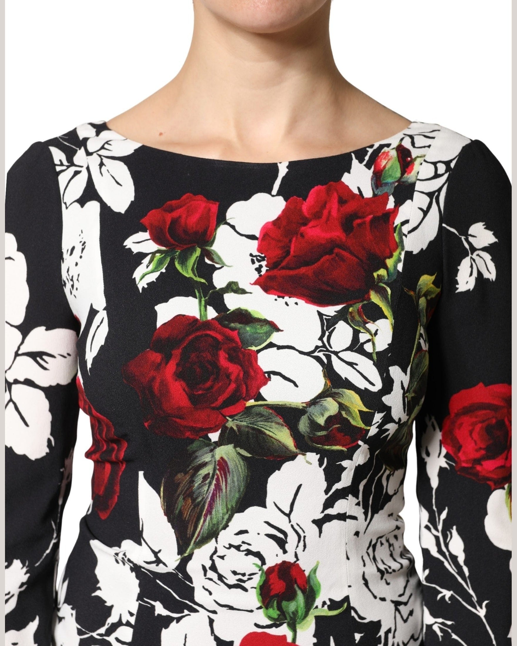 Dolce & Gabbana Black Floral Viscose Bodycon Long Gown Dress Glam Steals