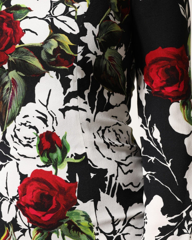 Dolce & Gabbana Black Floral Viscose Bodycon Long Gown Dress Glam Steals