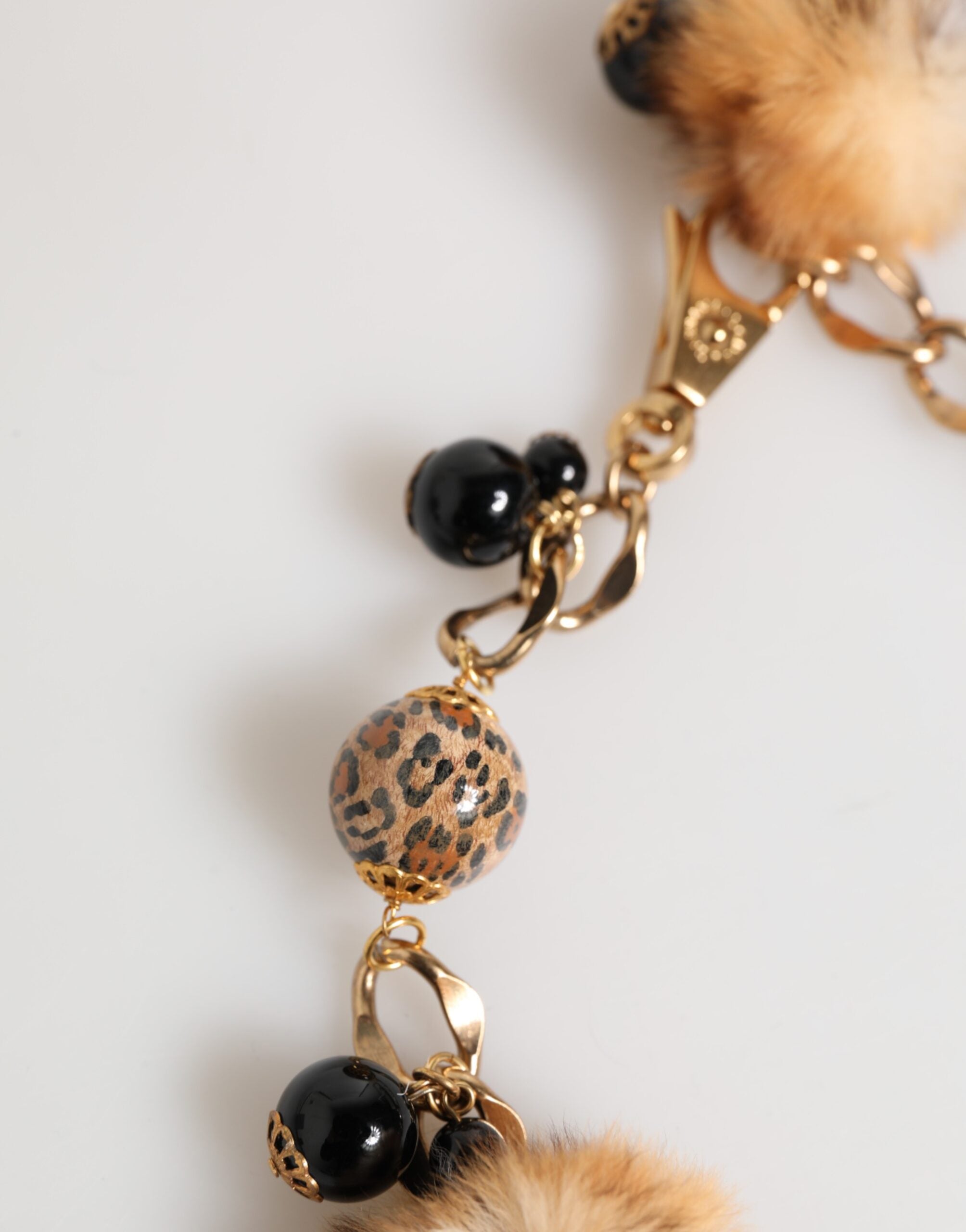 Dolce & Gabbana Black Gold Crystals Lapin Fur Filigree Choker Necklace Glam Steals