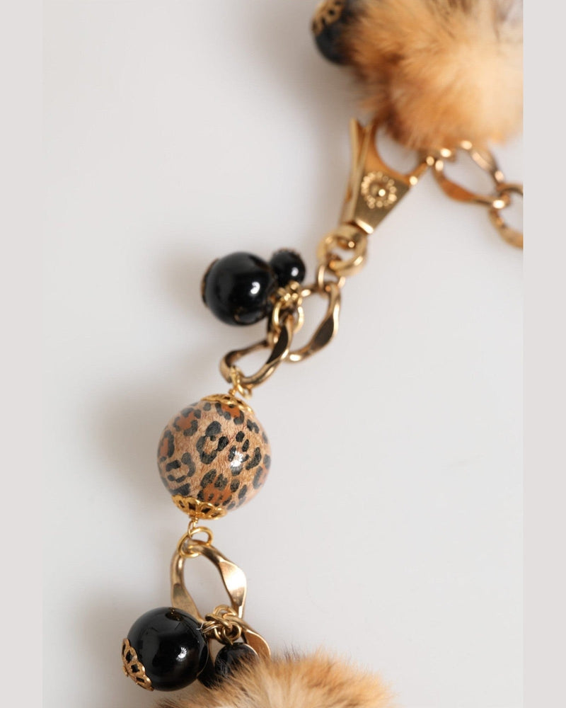 Dolce & Gabbana Black Gold Crystals Lapin Fur Filigree Choker Necklace Glam Steals