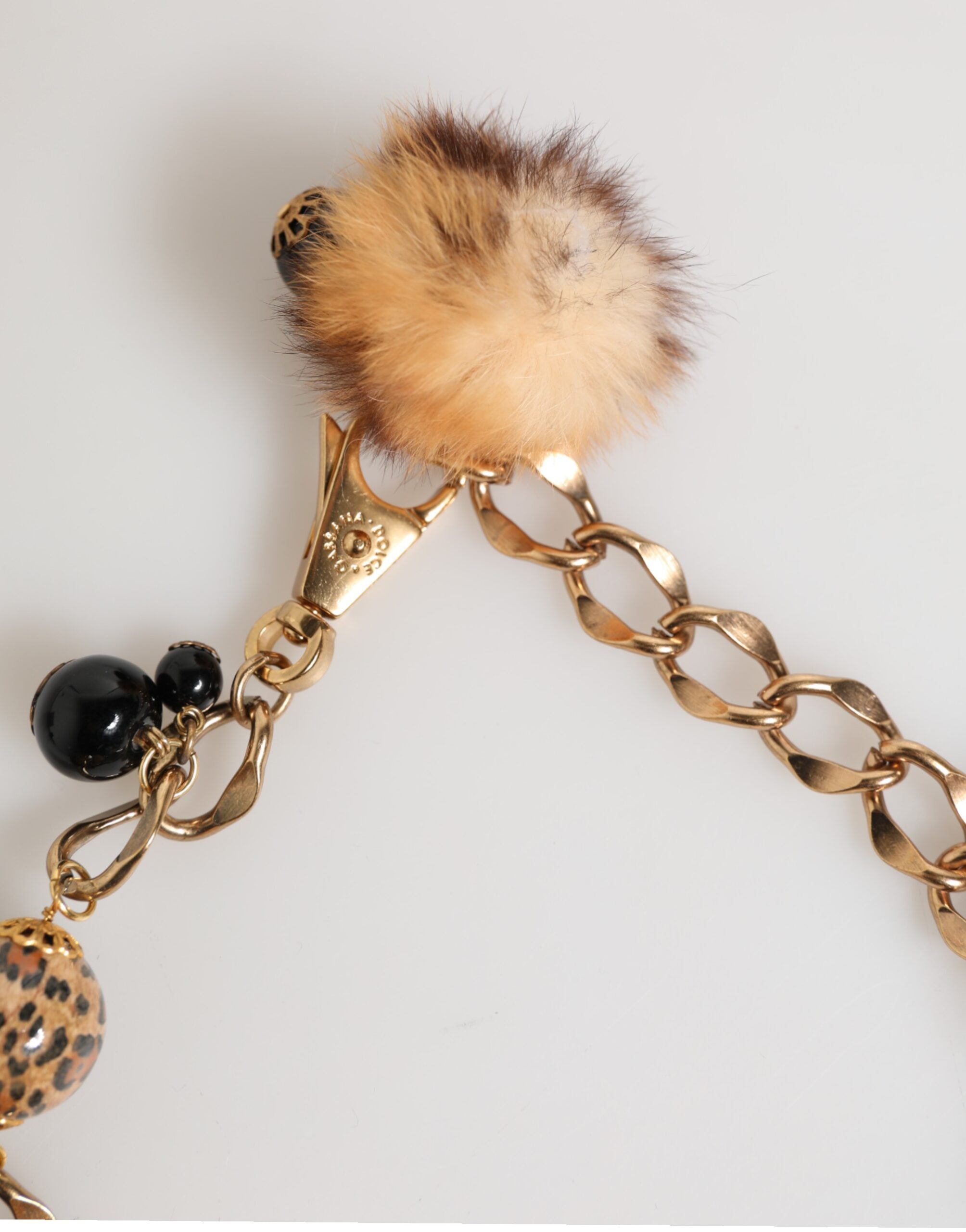 Dolce & Gabbana Black Gold Crystals Lapin Fur Filigree Choker Necklace Glam Steals