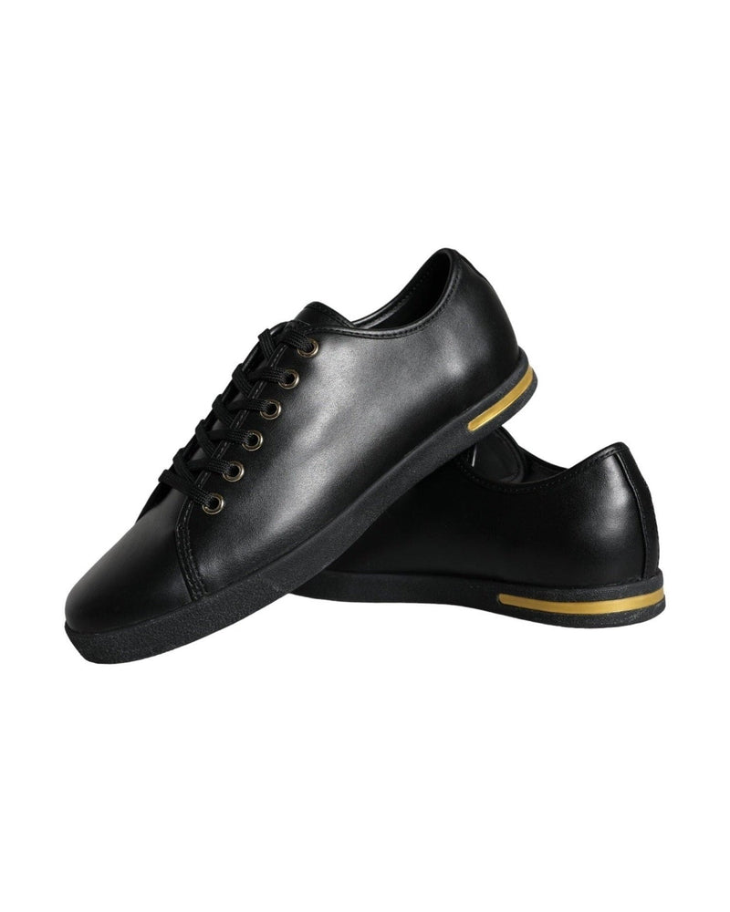 Dolce & Gabbana Black Gold Leather Classic Sneakers Shoes Glam Steals