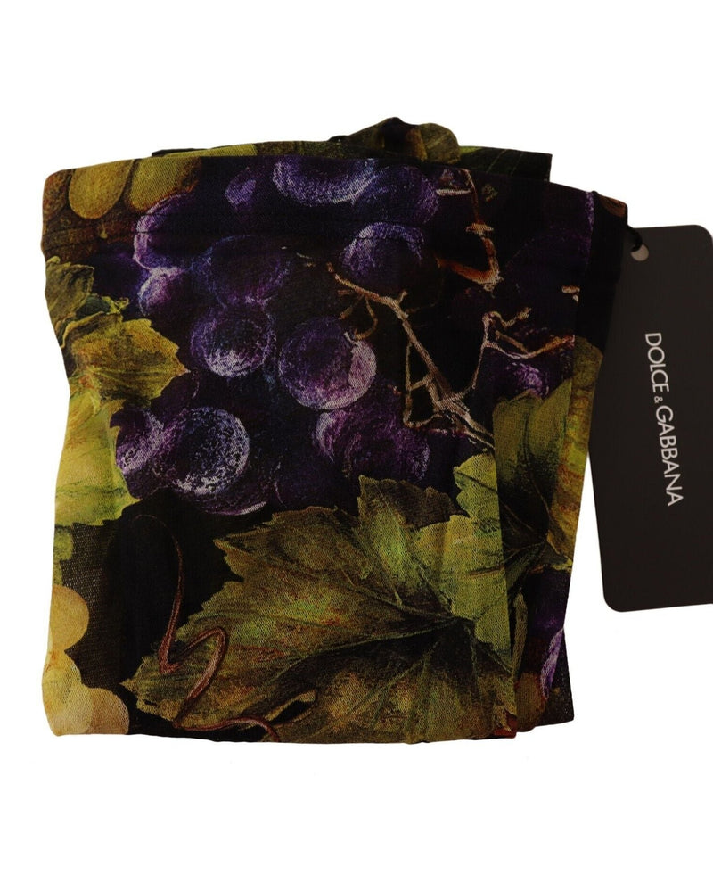 Dolce & Gabbana Black Grapes Print Stockings Tights Leggings