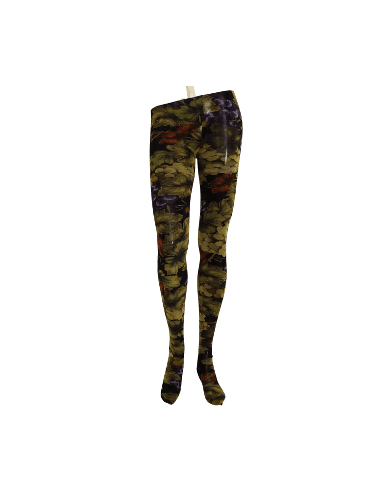 Dolce & Gabbana Black Grapes Print Stockings Tights Leggings
