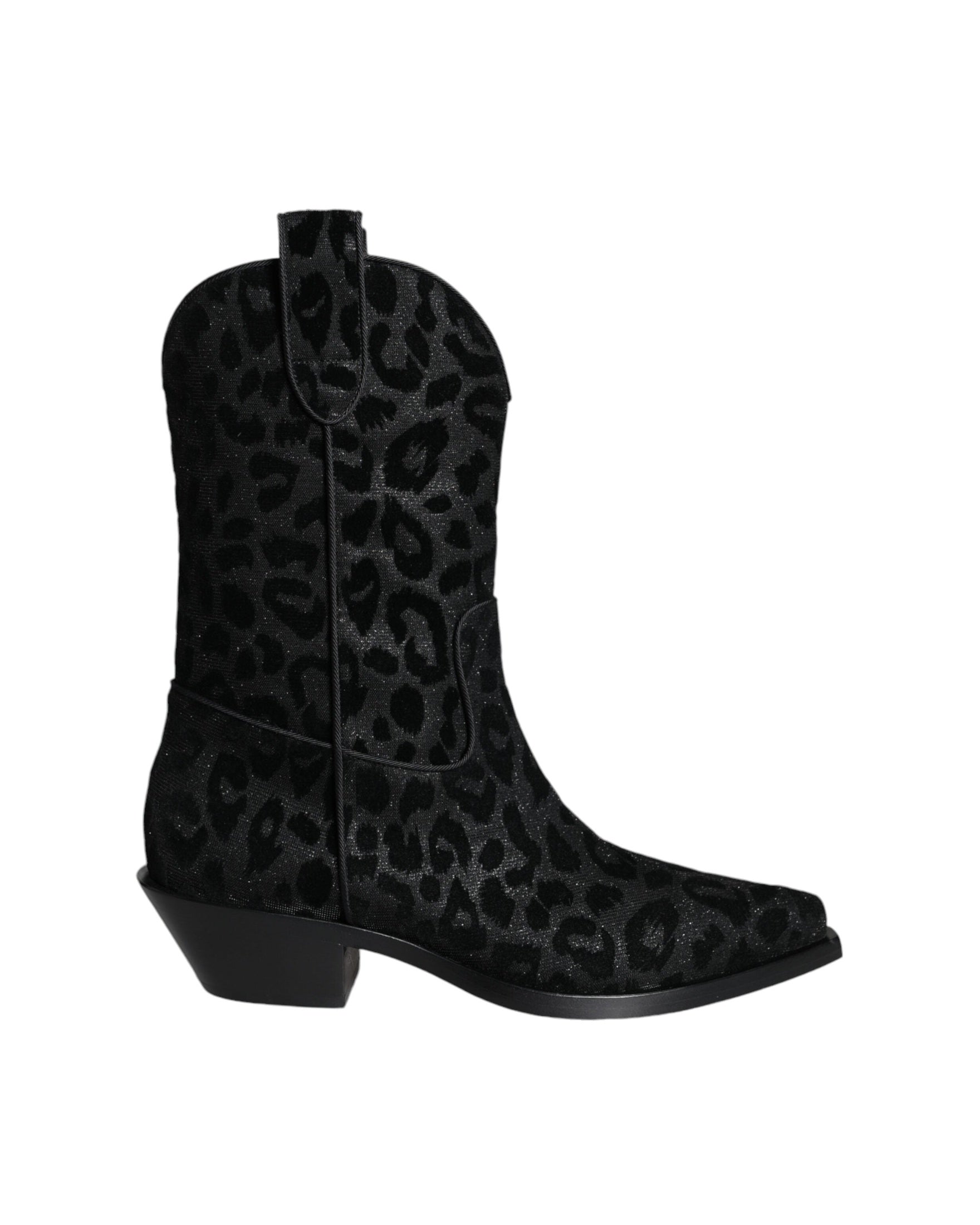 Dolce & Gabbana Black Gray Leopard Cowboy Boots Shoes Glam Steals