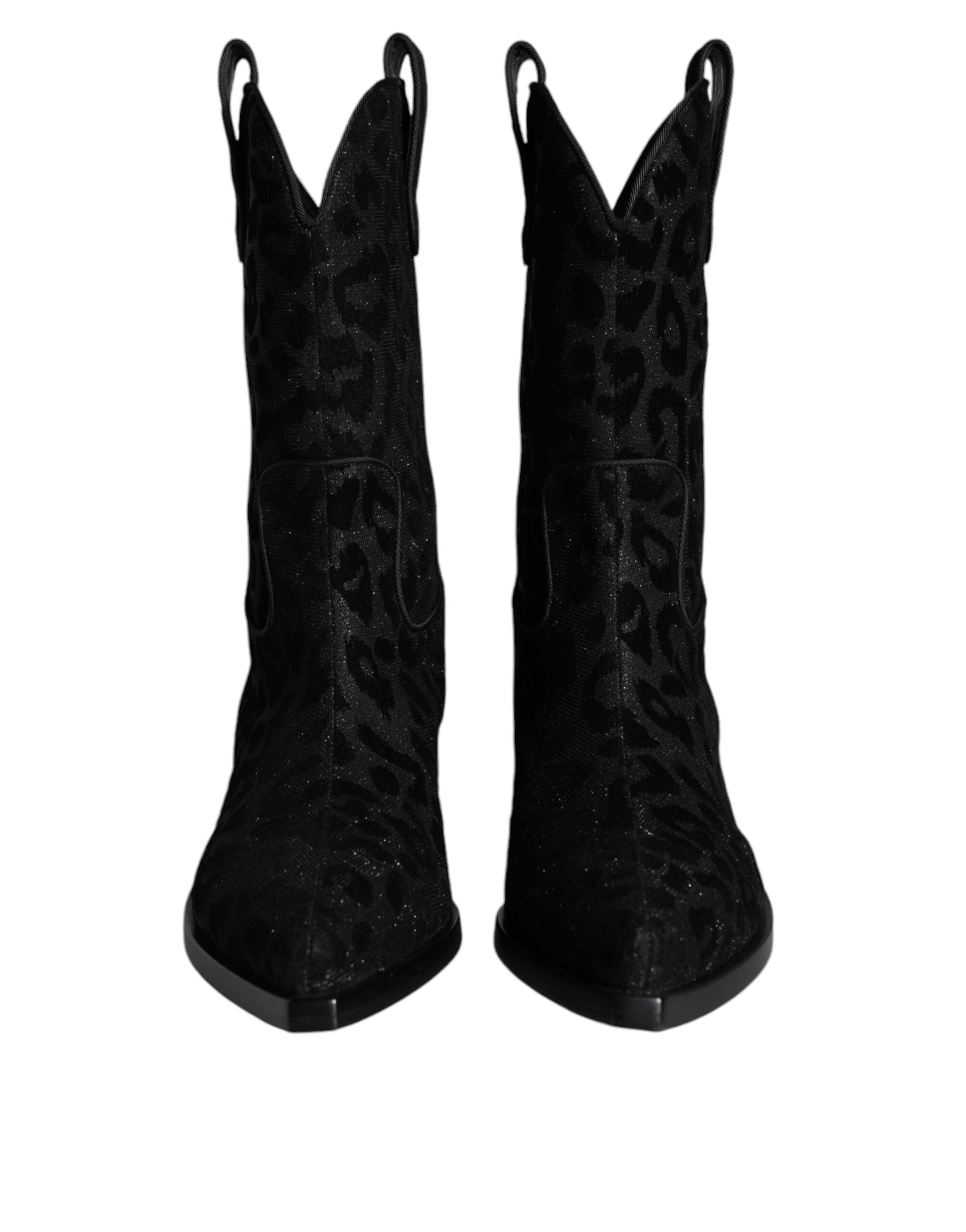 Dolce & Gabbana Black Gray Leopard Cowboy Boots Shoes Glam Steals
