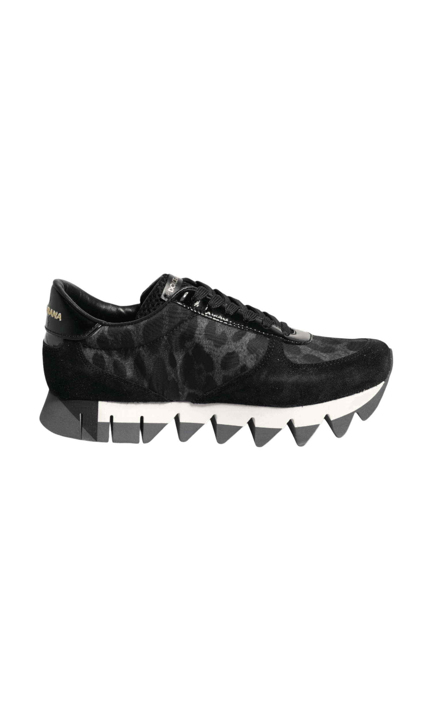 Dolce & Gabbana Black Gray Leopard Low Top Sneakers Shoes Glam Steals