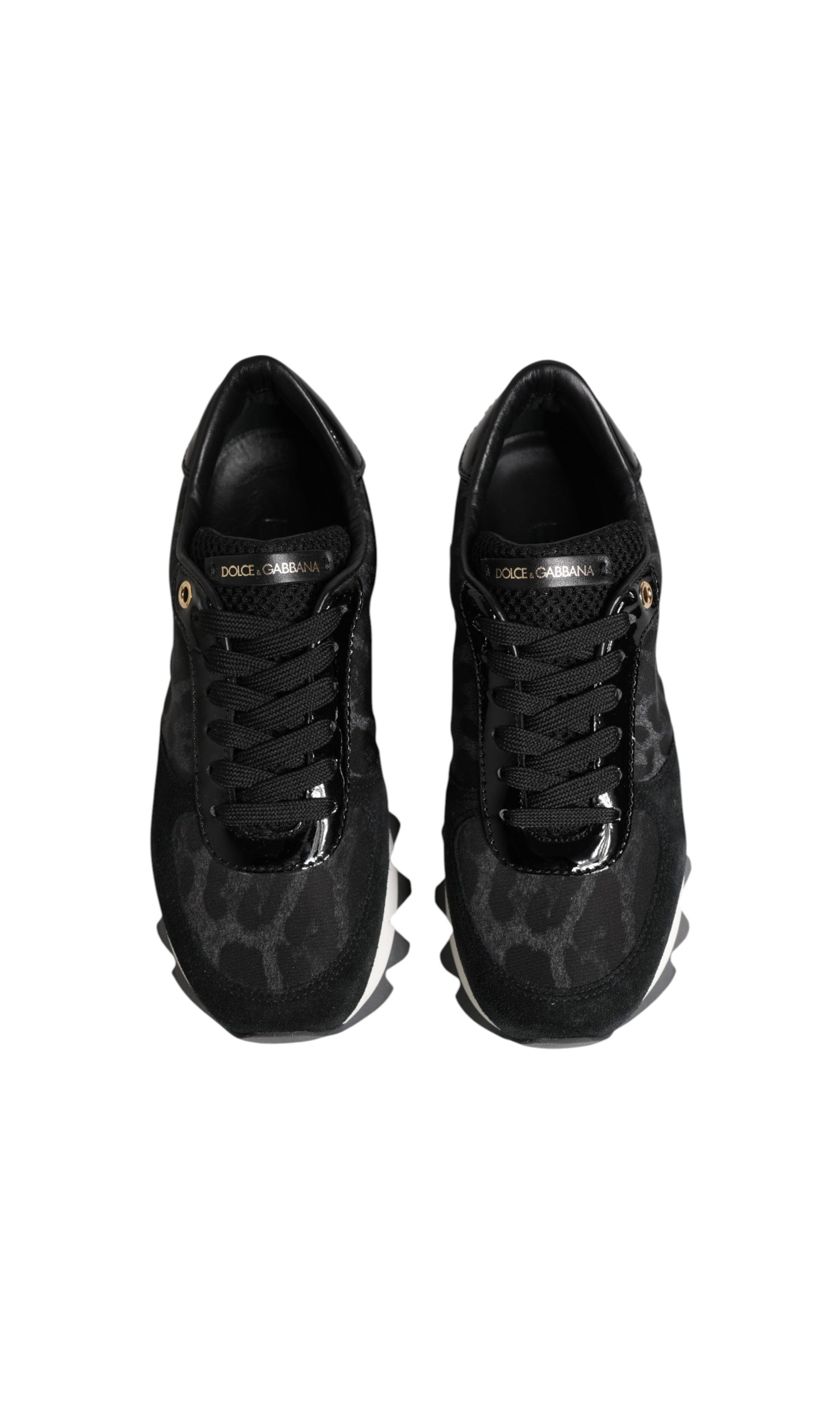 Dolce & Gabbana Black Gray Leopard Low Top Sneakers Shoes Glam Steals