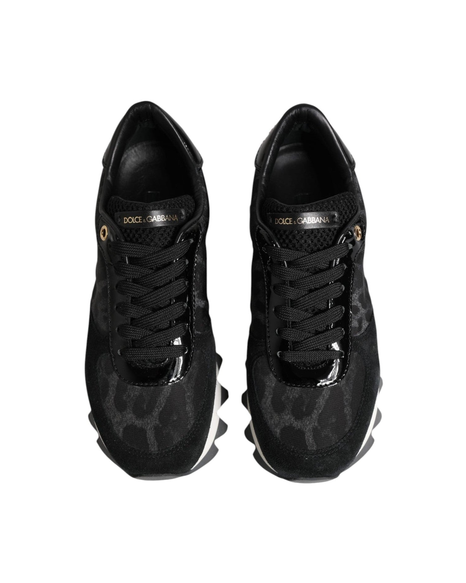 Dolce & Gabbana Black Gray Leopard Low Top Sneakers Shoes Glam Steals