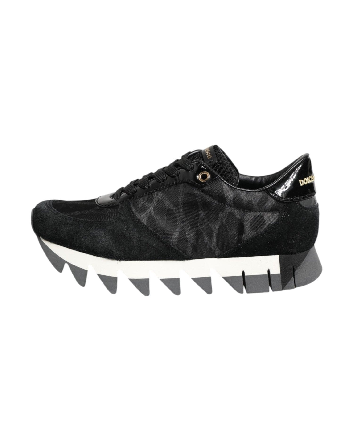 Dolce & Gabbana Black Gray Leopard Low Top Sneakers Shoes Glam Steals