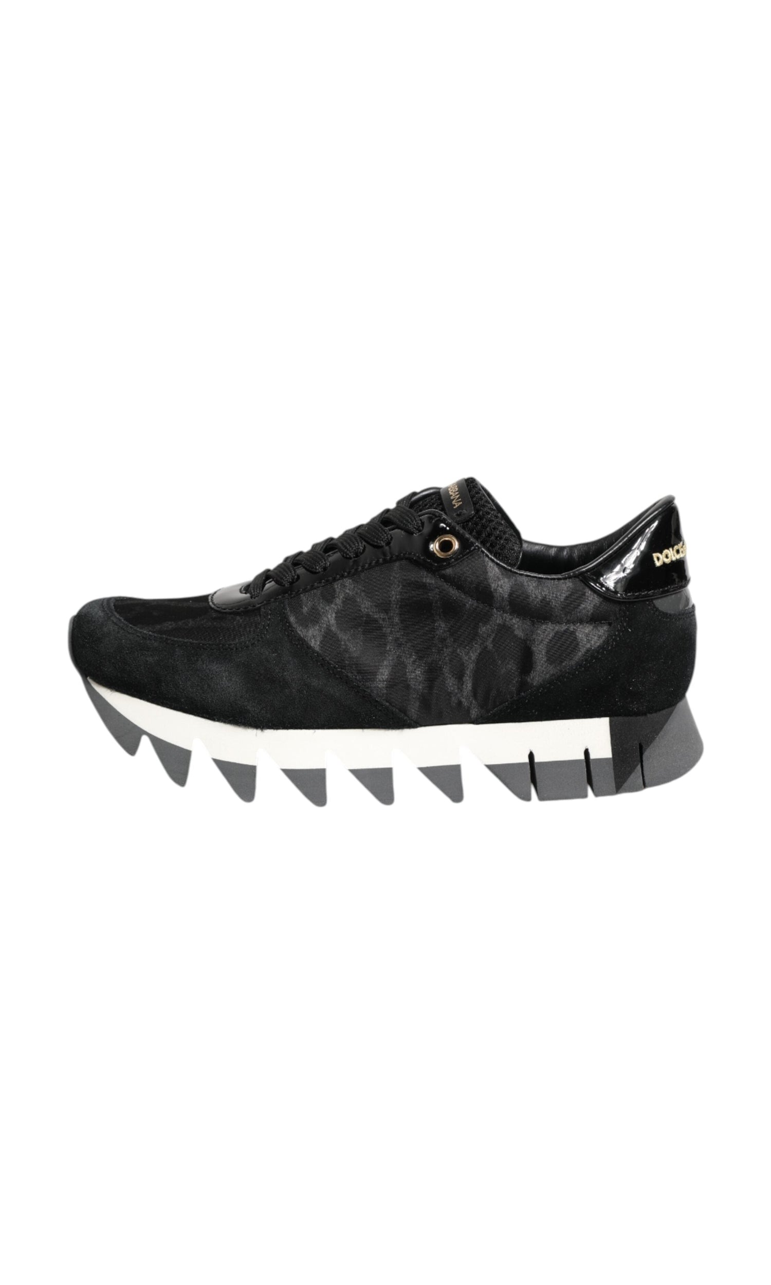 Dolce & Gabbana Black Gray Leopard Low Top Sneakers Shoes Glam Steals