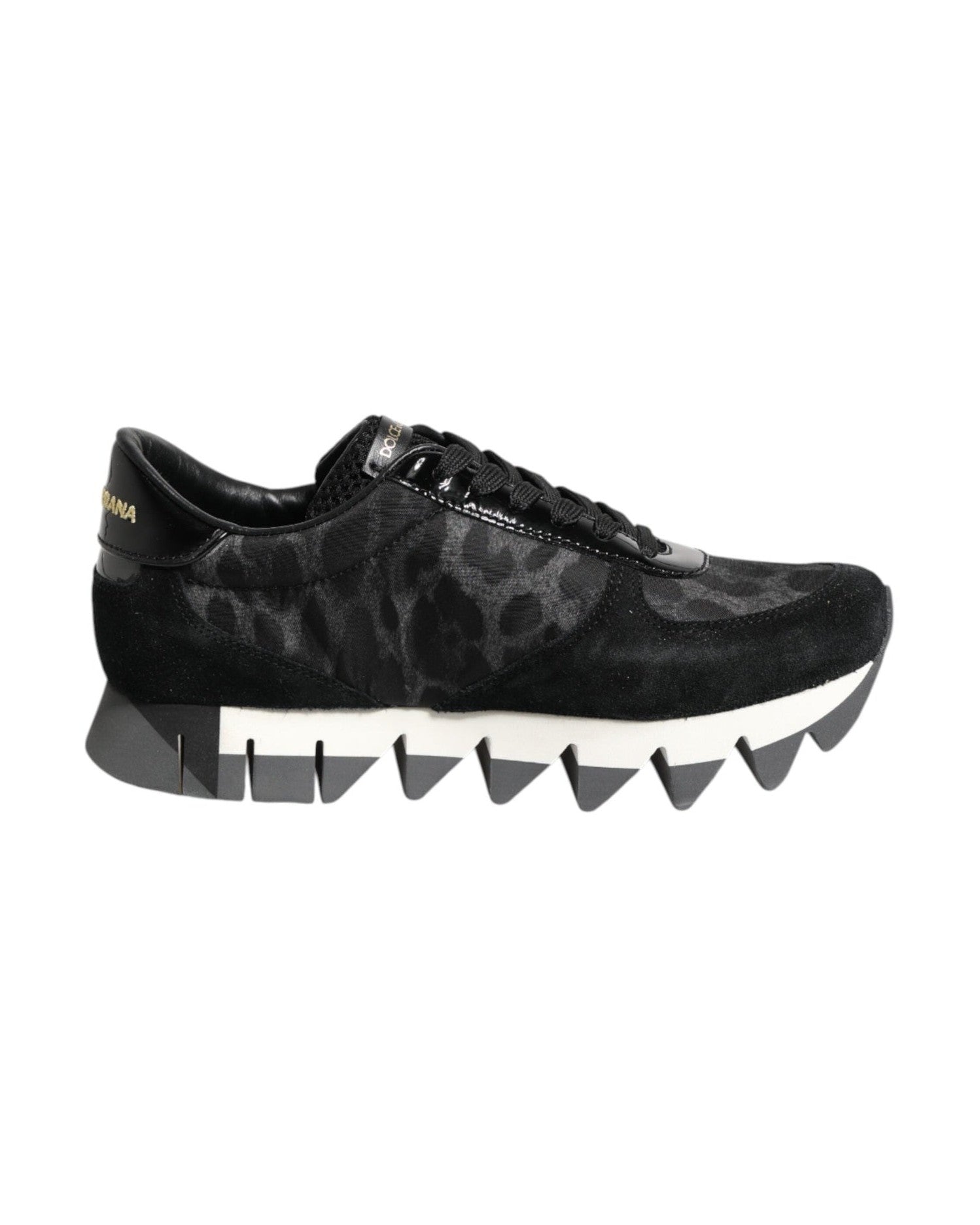 Dolce & Gabbana Black Gray Leopard Low Top Sneakers Shoes Glam Steals