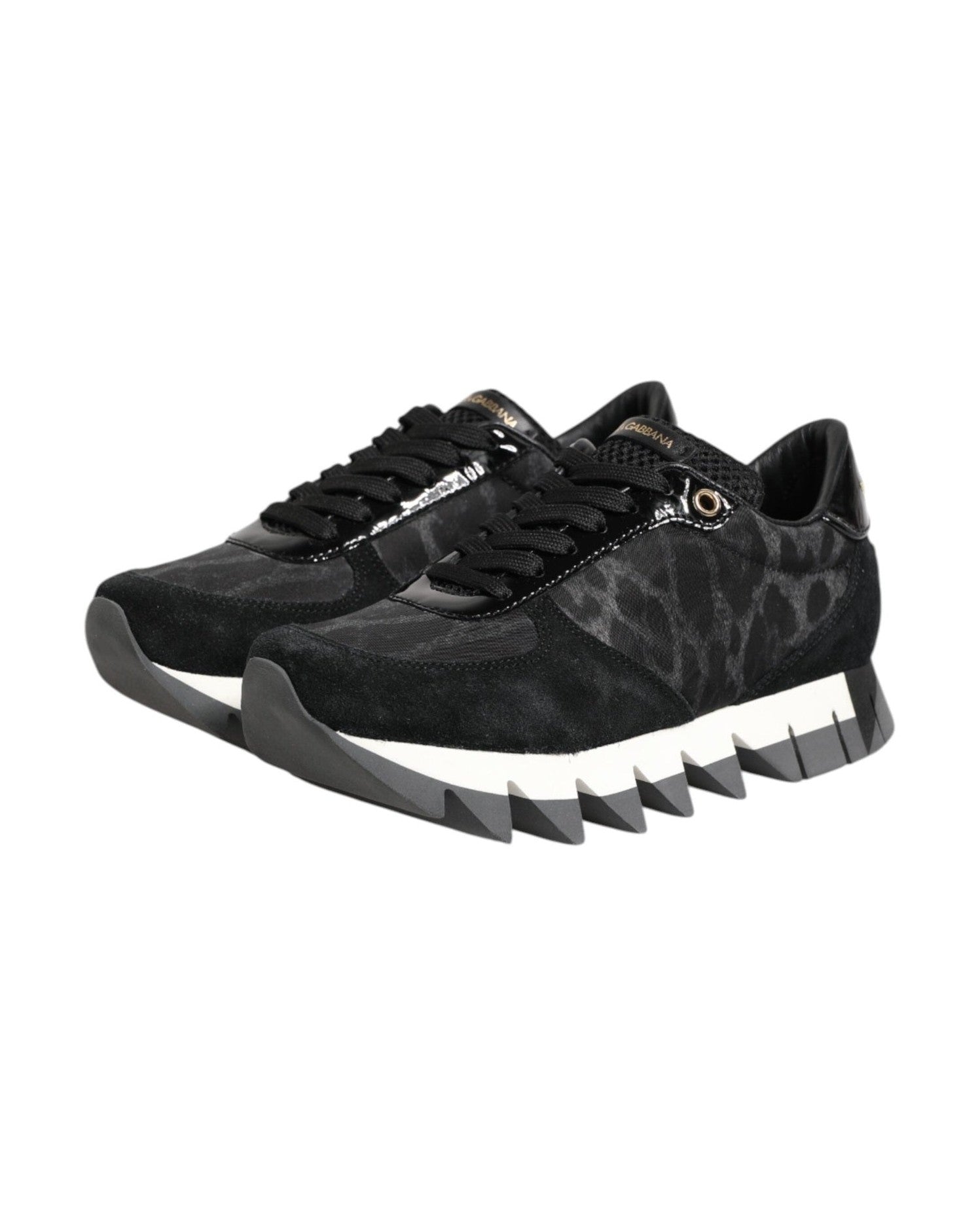 Dolce & Gabbana Black Gray Leopard Low Top Sneakers Shoes Glam Steals