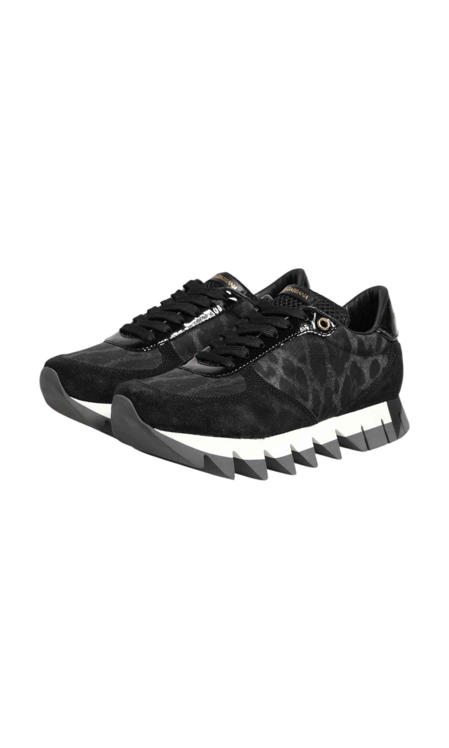 Dolce & Gabbana Black Gray Leopard Low Top Sneakers Shoes Glam Steals
