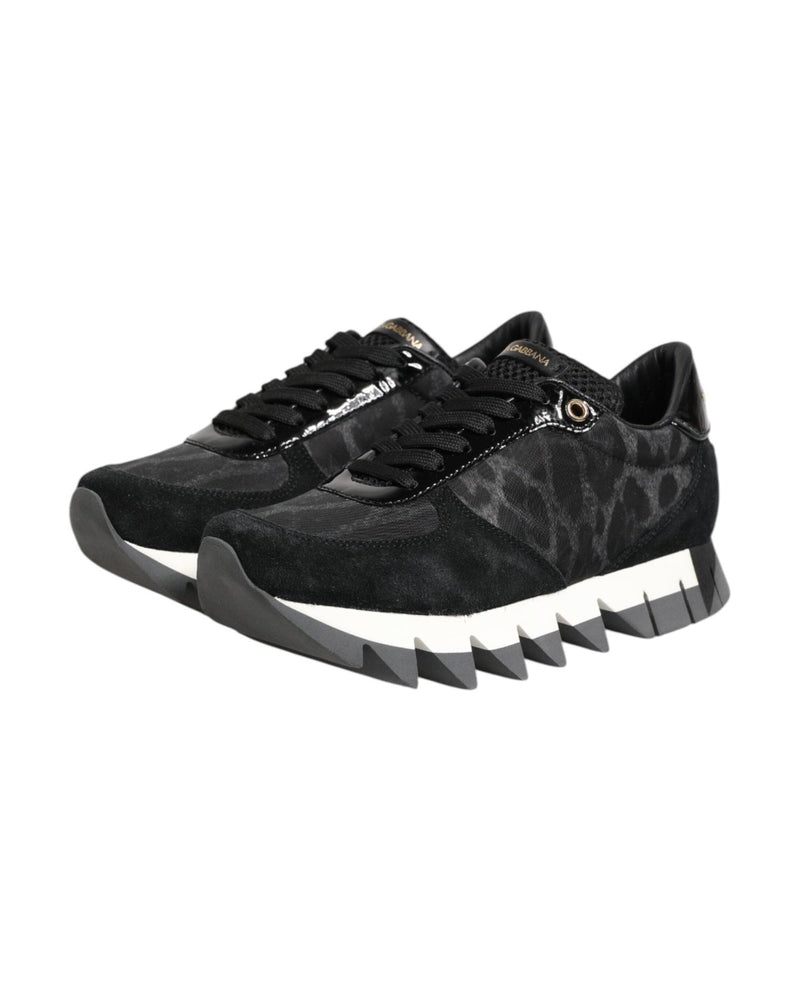 Dolce & Gabbana Black Gray Leopard Low Top Sneakers Shoes Glam Steals
