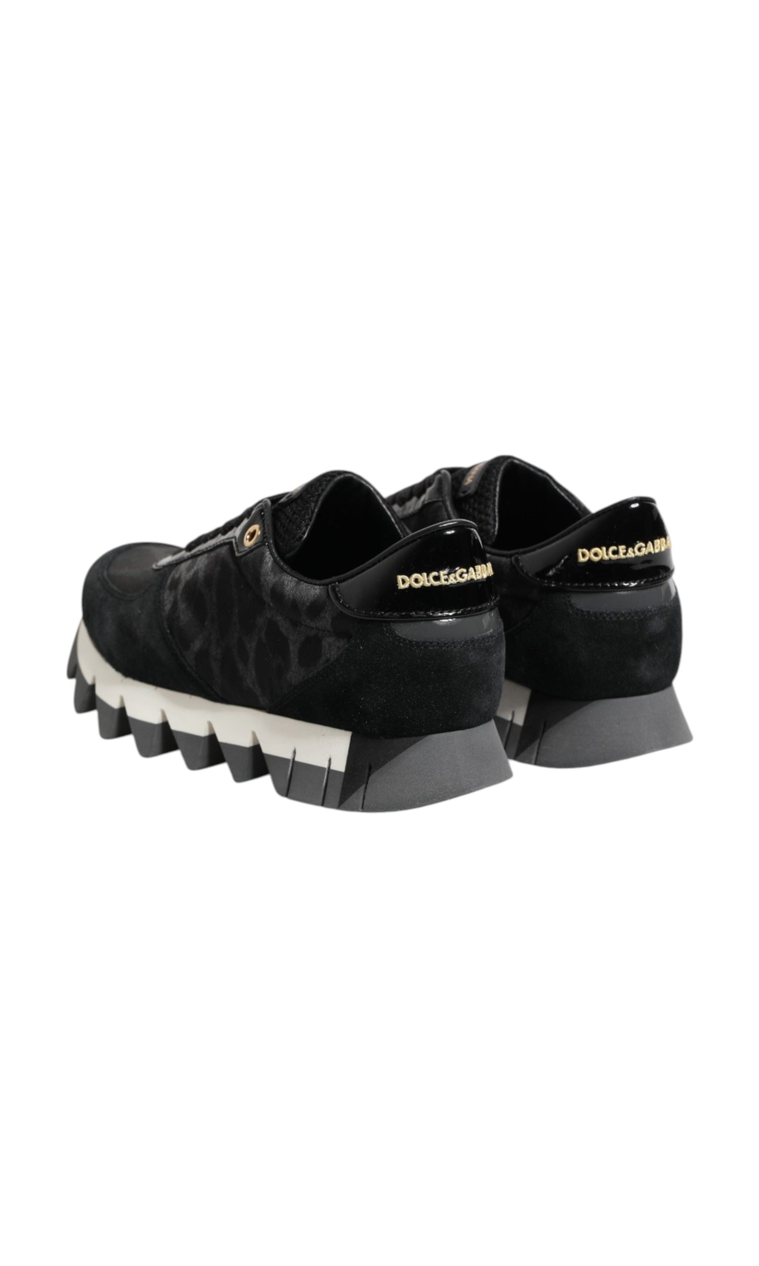 Dolce & Gabbana Black Gray Leopard Low Top Sneakers Shoes Glam Steals