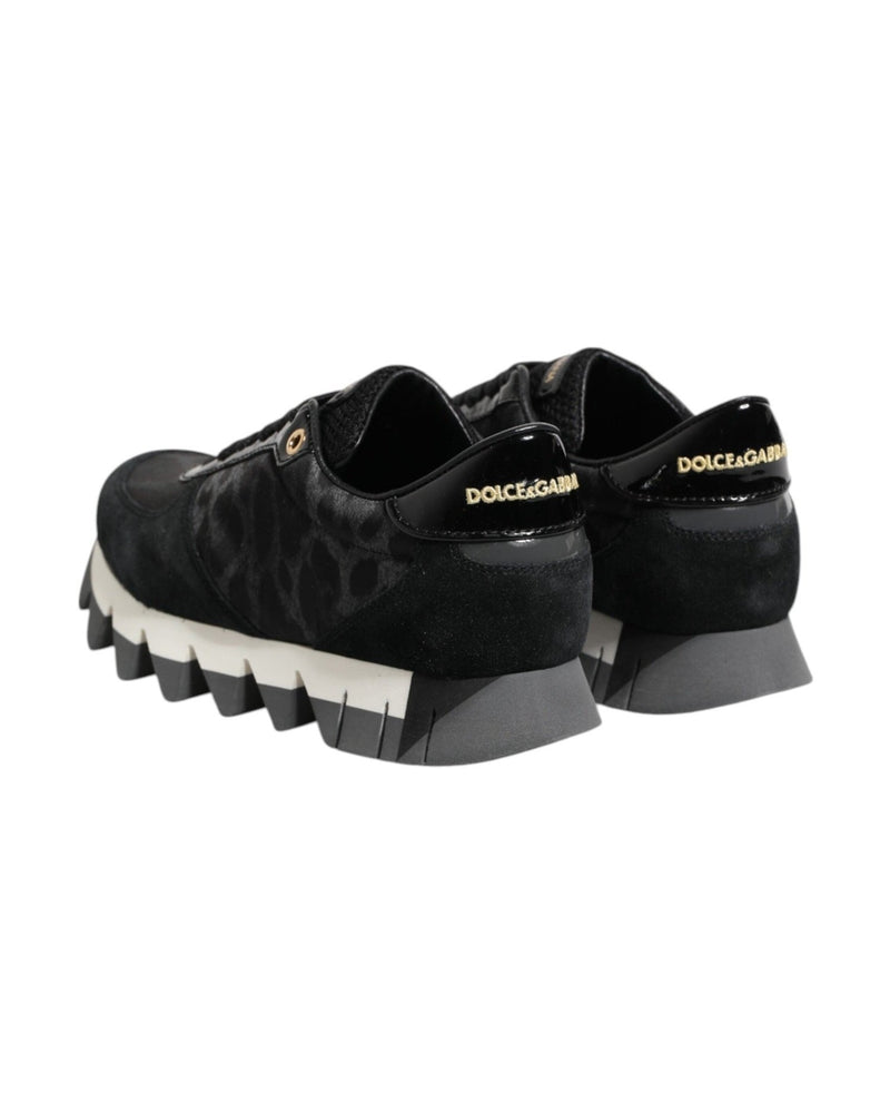 Dolce & Gabbana Black Gray Leopard Low Top Sneakers Shoes Glam Steals