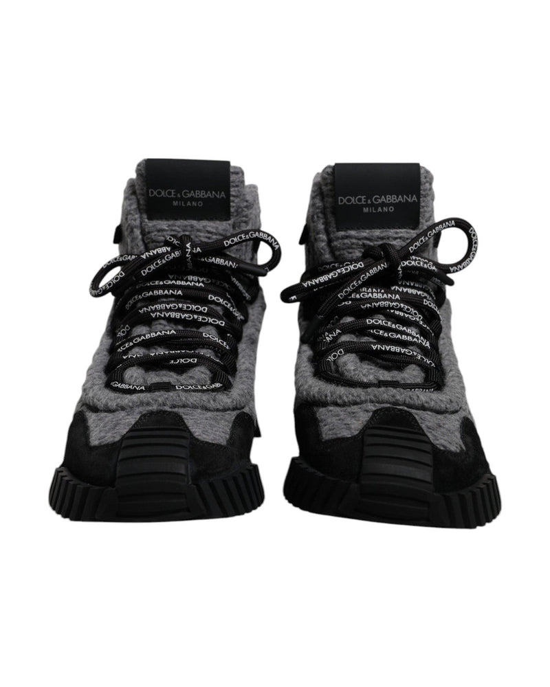 Dolce & Gabbana Black Gray Ns1 High Top Boots Sneakers Shoes Glam Steals