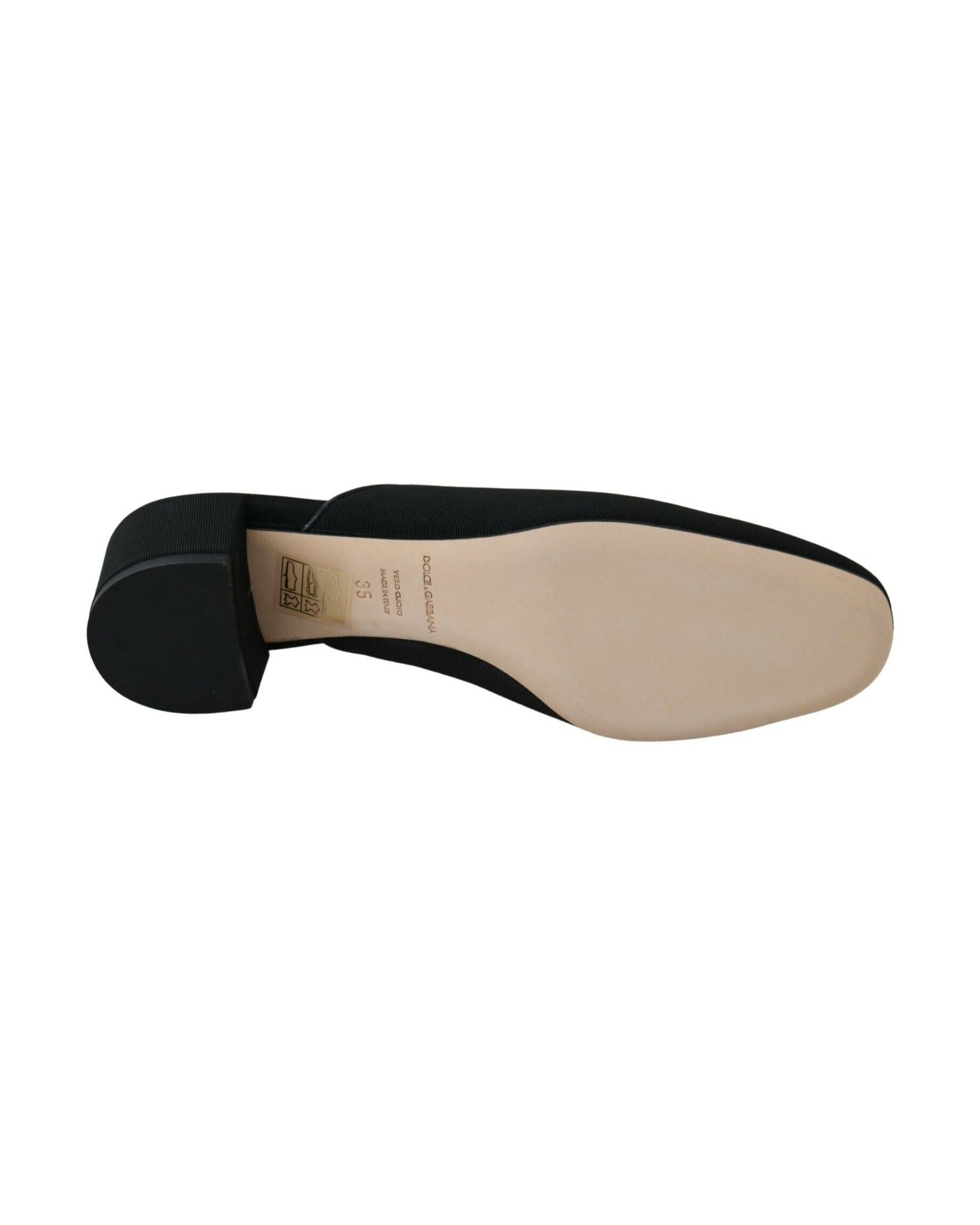 Dolce & Gabbana Black Grosgrain Slides Heels