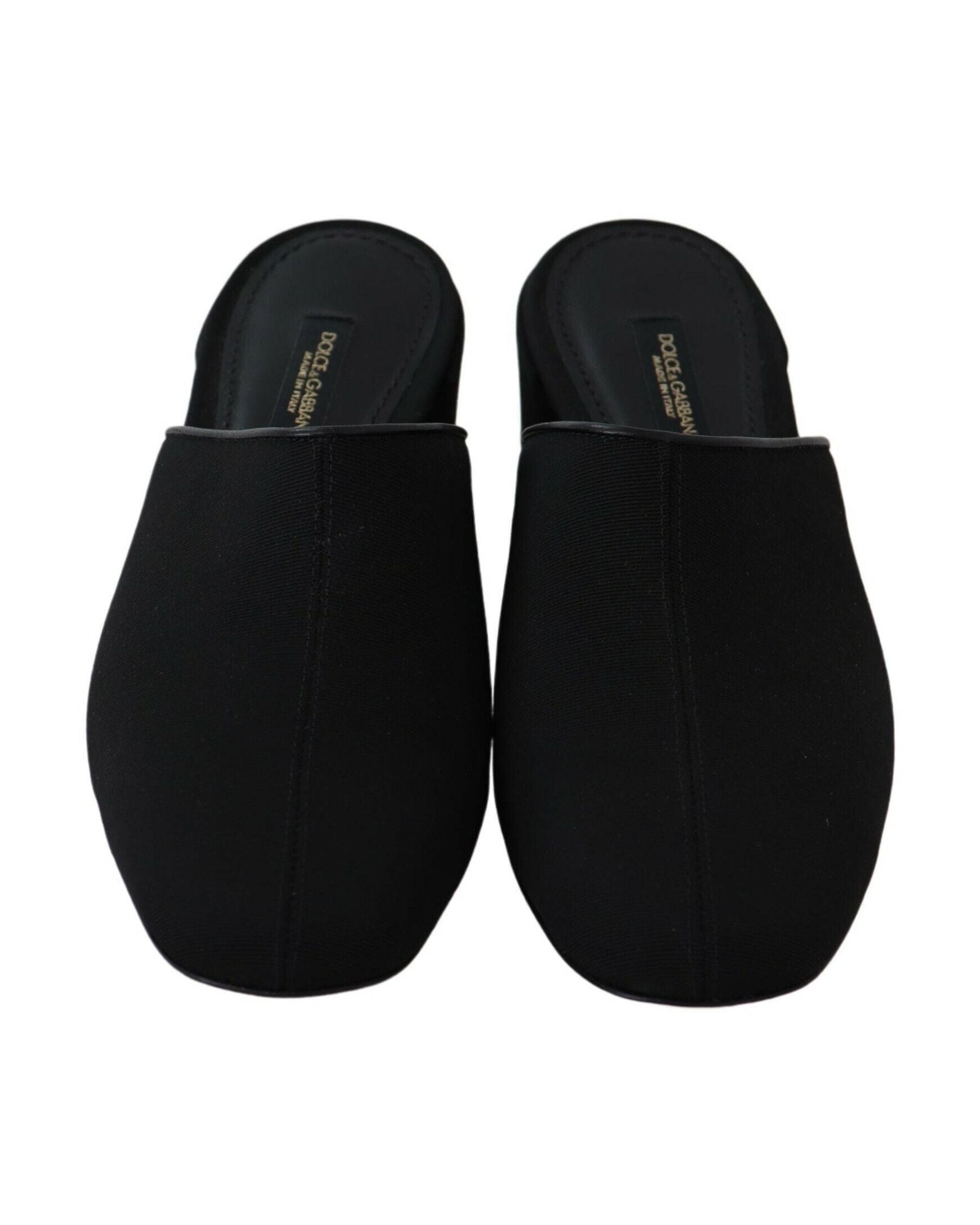 Dolce & Gabbana Black Grosgrain Slides Heels