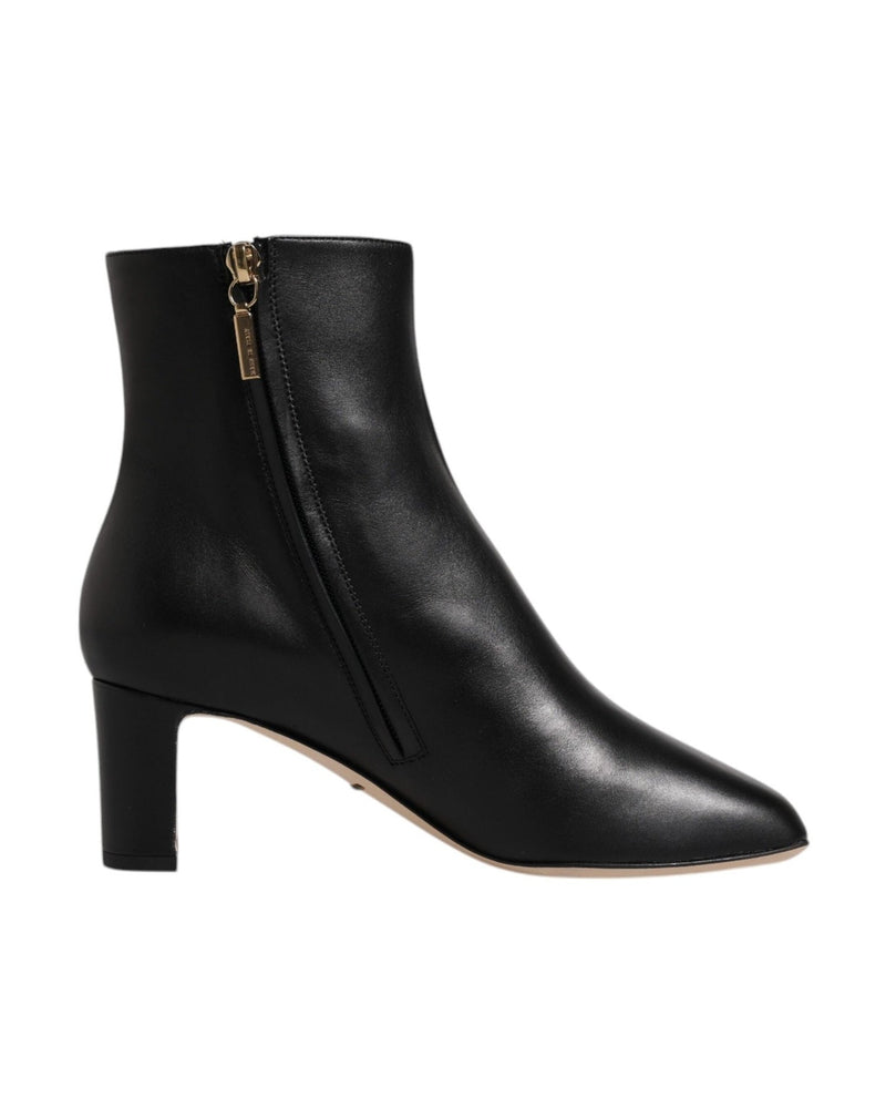 Dolce & Gabbana Black Jackie Leather Mid Calf Boots Shoes Boots