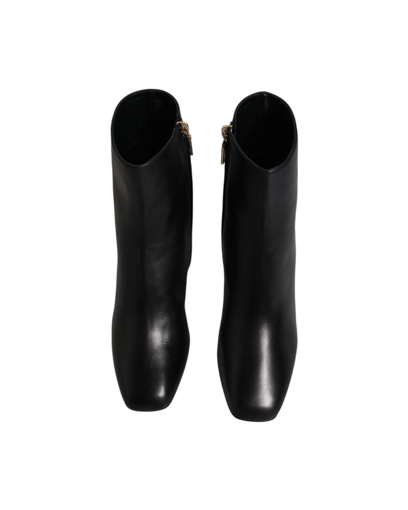 Dolce & Gabbana Black Jackie Leather Mid Calf Boots Shoes Glam Steals