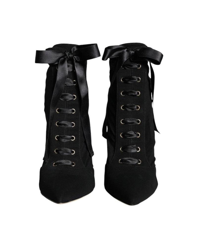 Dolce & Gabbana Black Jersey Stretch Ankle Booties Shoes Boots